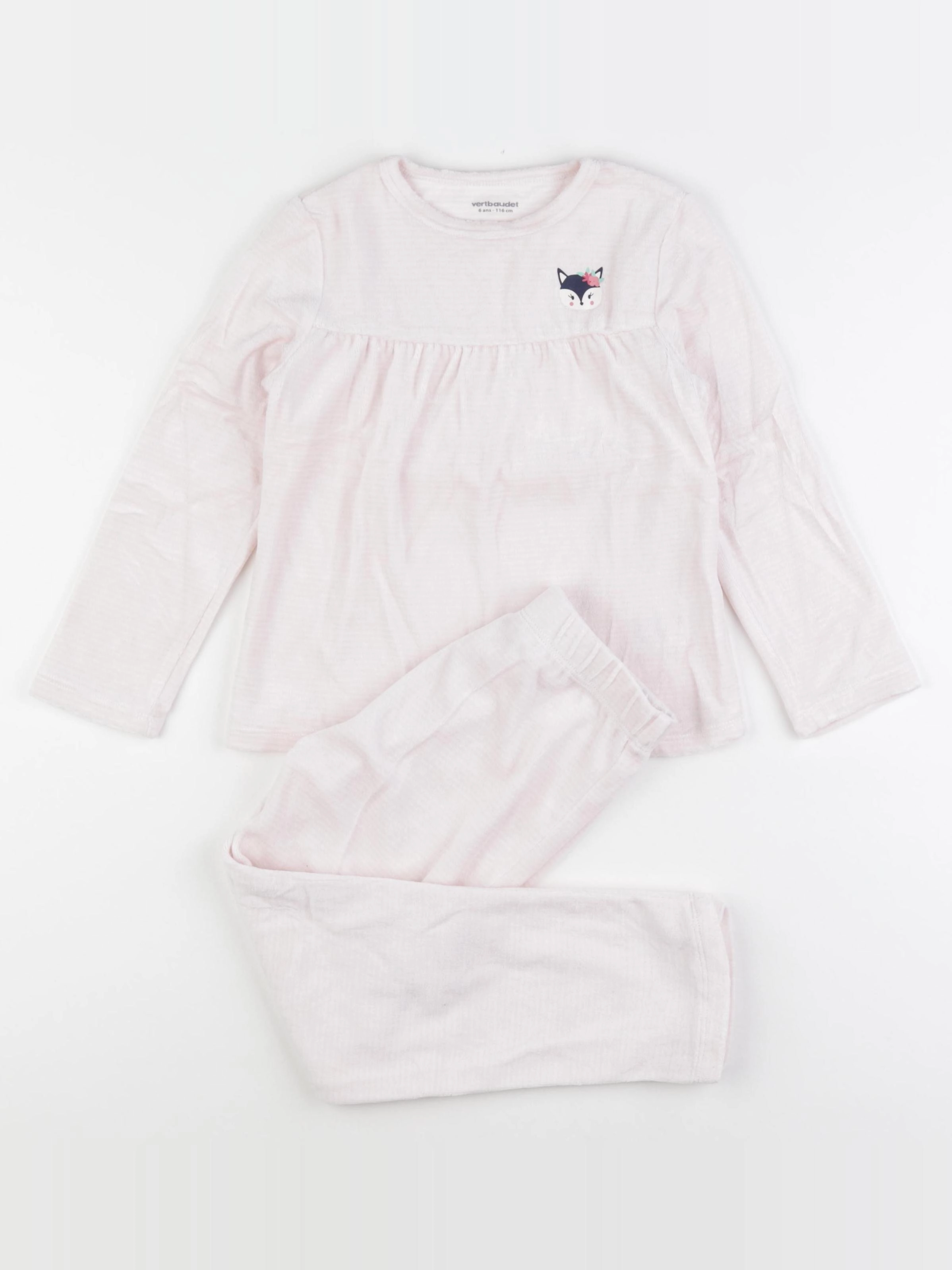 Vertbaudet - pyjama velours rose - 6 ans