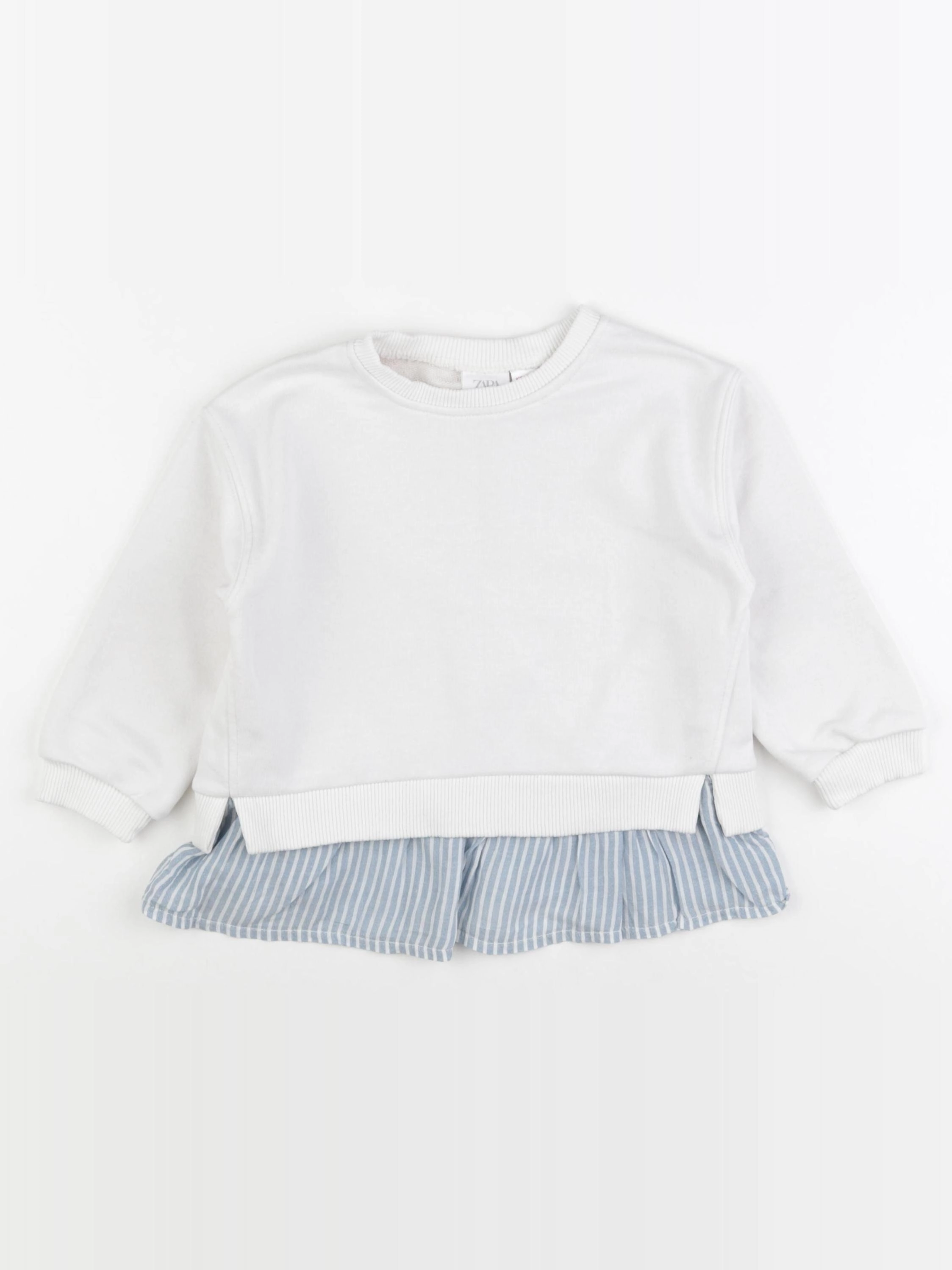 Zara - sweat blanc, bleu - 2/3 ans