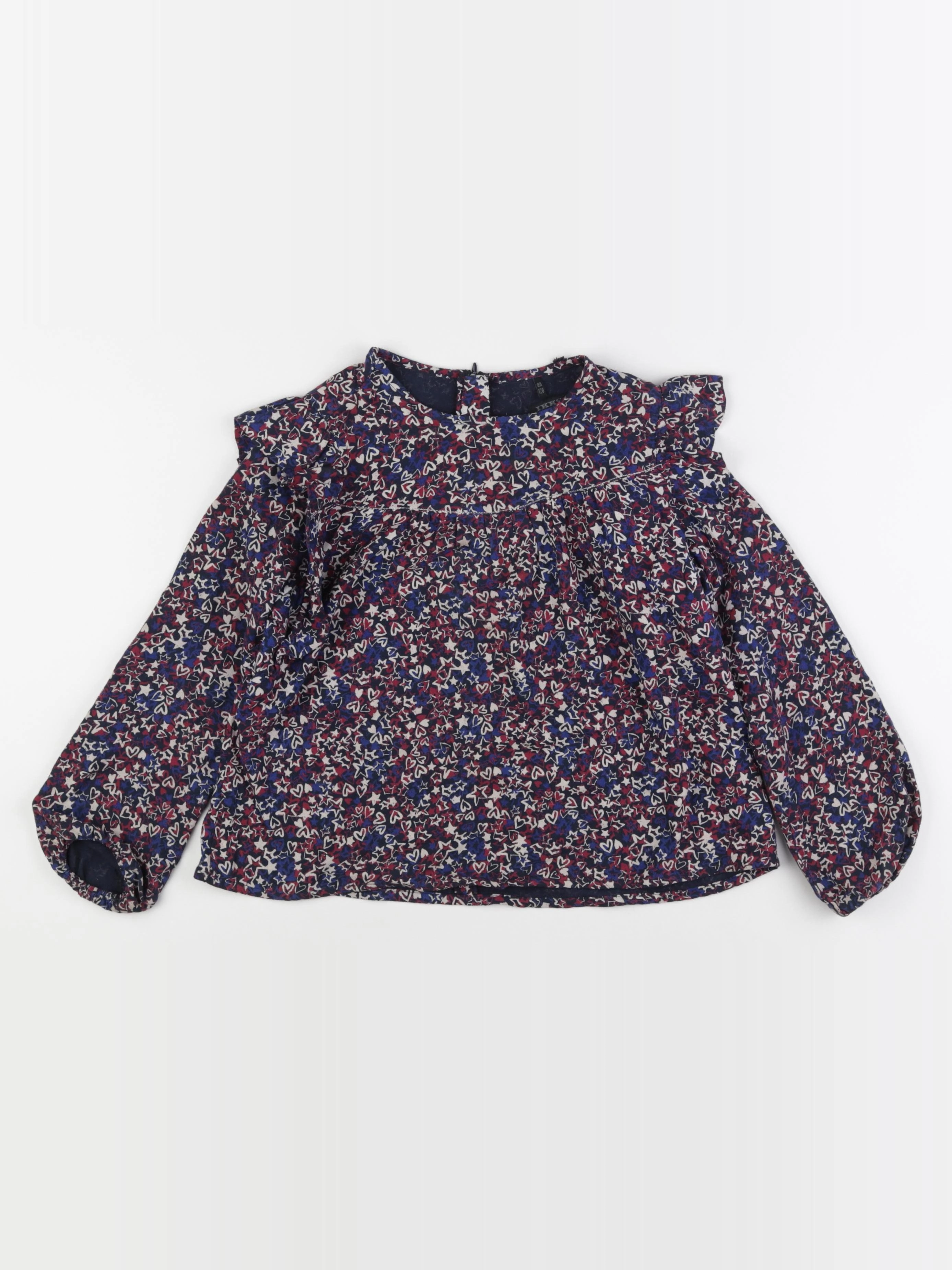 IKKS - blouse beige, bleu, rouge - 8 ans