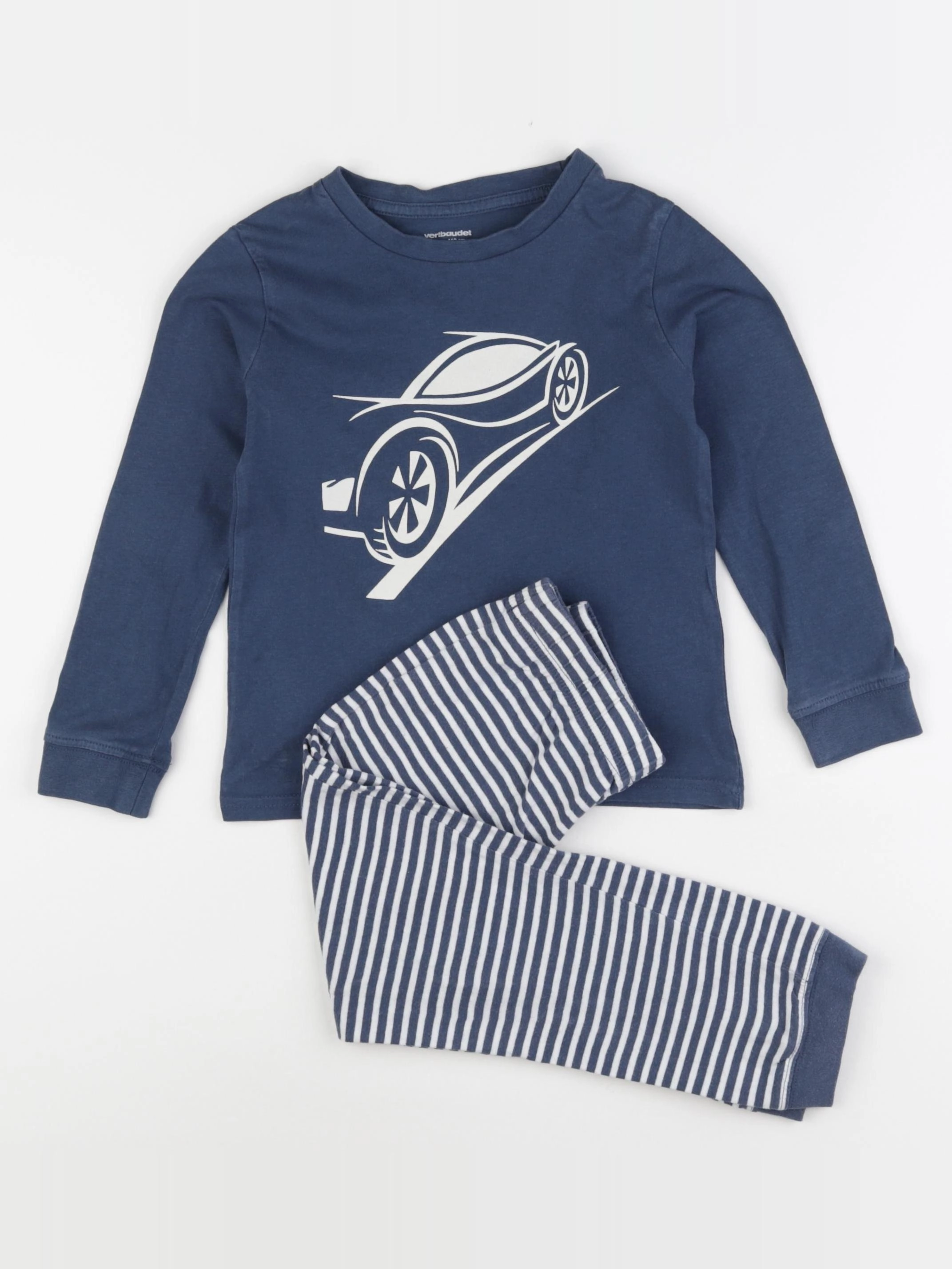 Vertbaudet - pyjama coton blanc, bleu - 5 ans