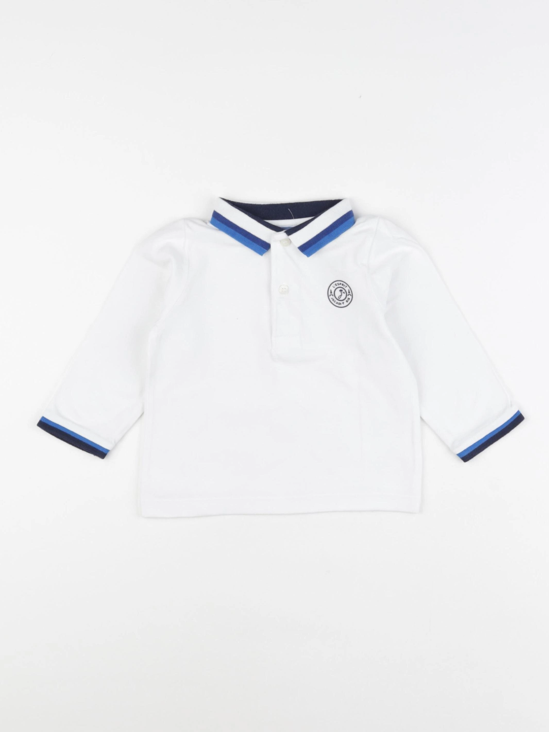 Jacadi - polo blanc, bleu - 18 mois