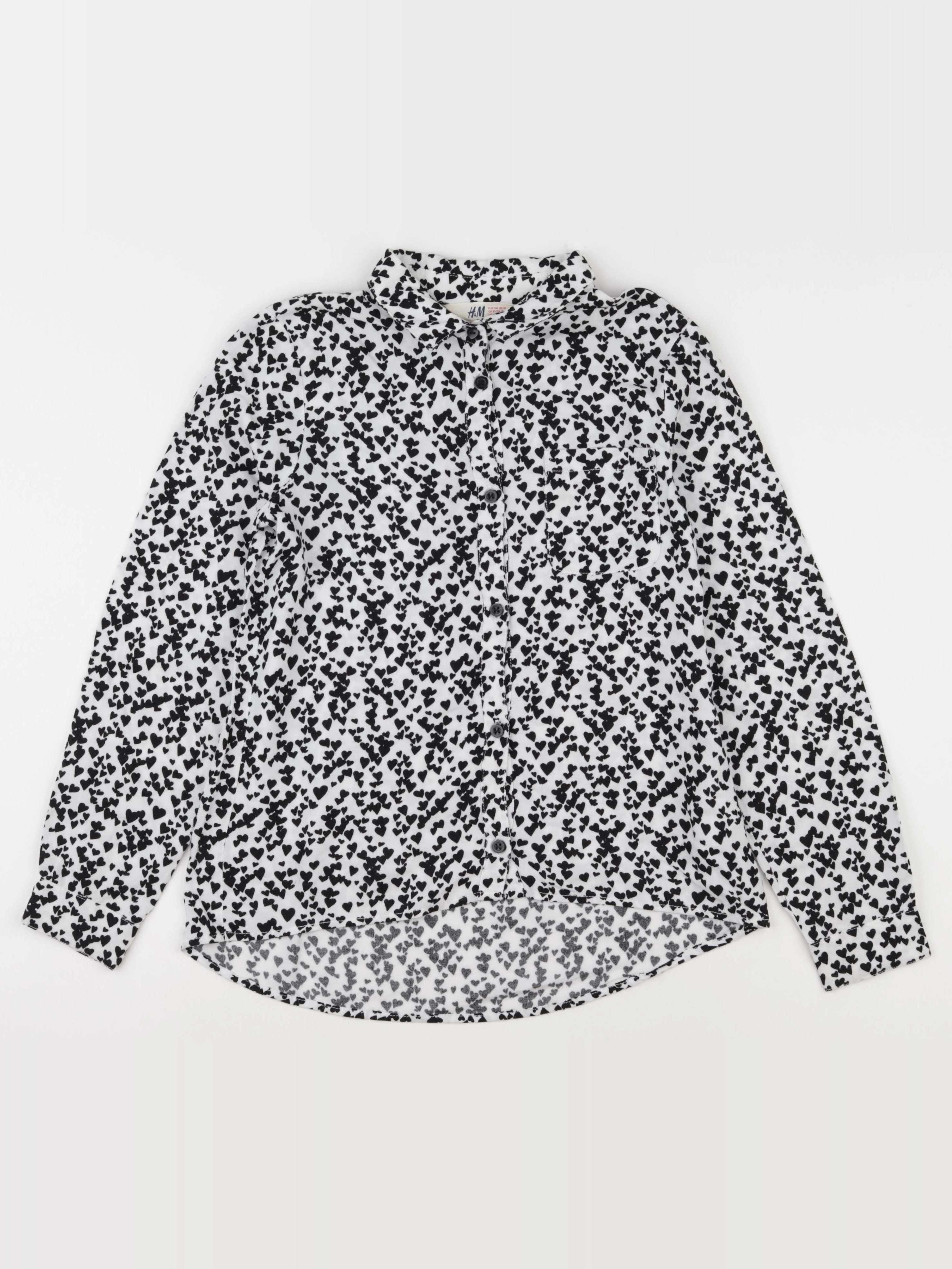 H&M - chemise blanc, noir - 10/11 ans