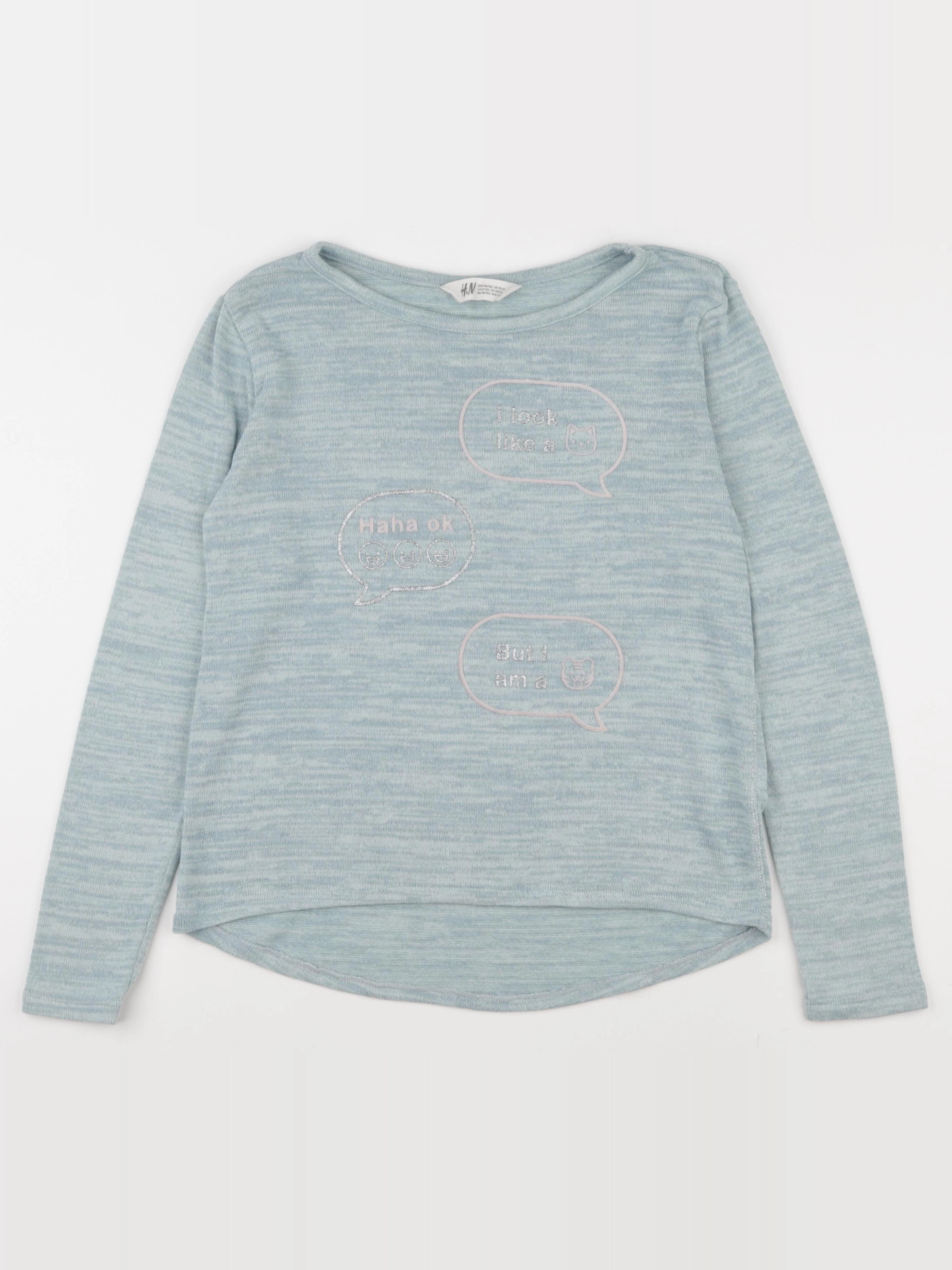 H&M - pull bleu, vert - 10/12 ans