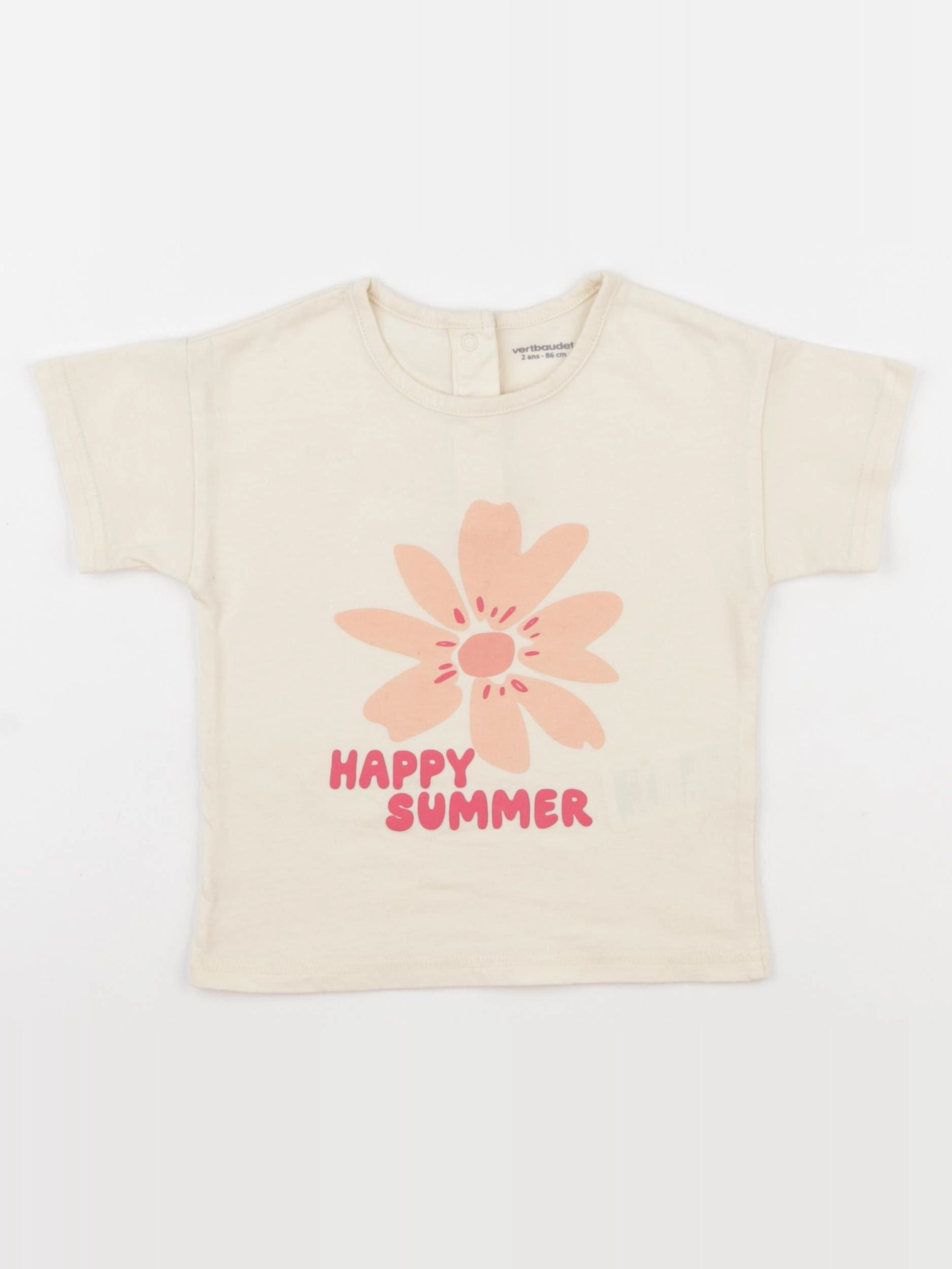 Vertbaudet - tee-shirt beige - 2 ans