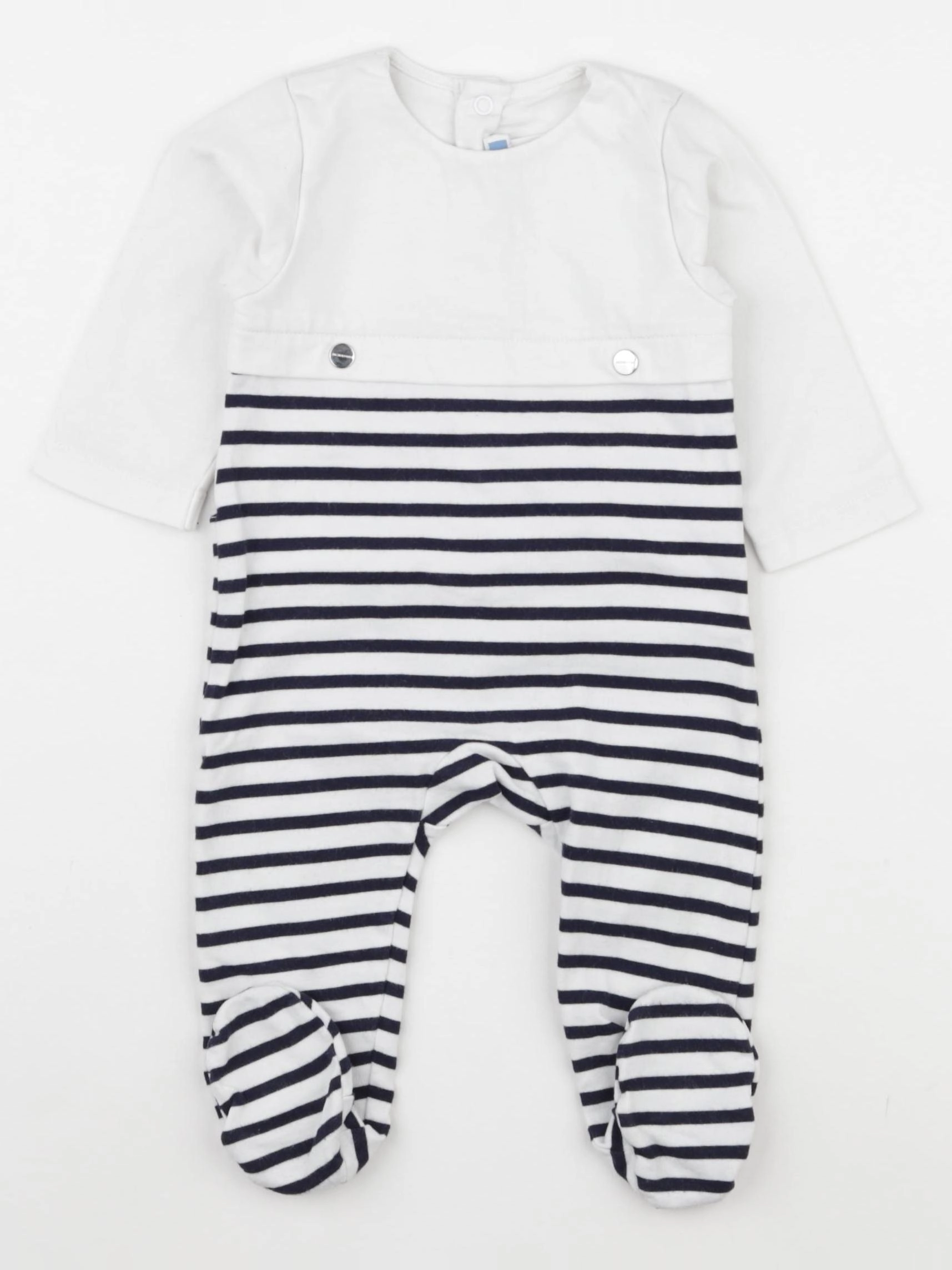 Jacadi - pyjama coton blanc, bleu - 6 mois