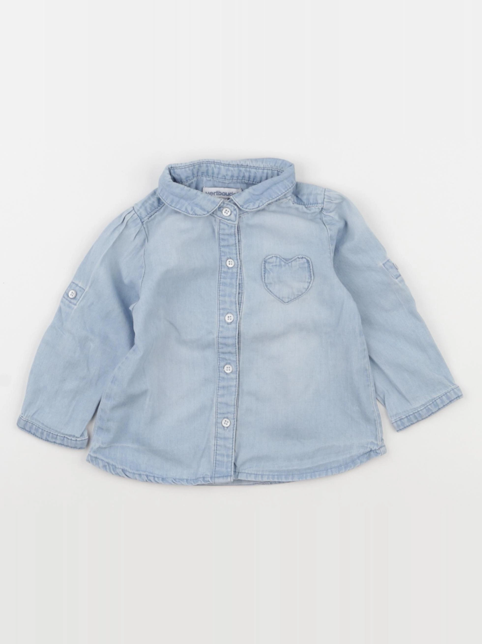 Vertbaudet - chemise bleu - 12 mois
