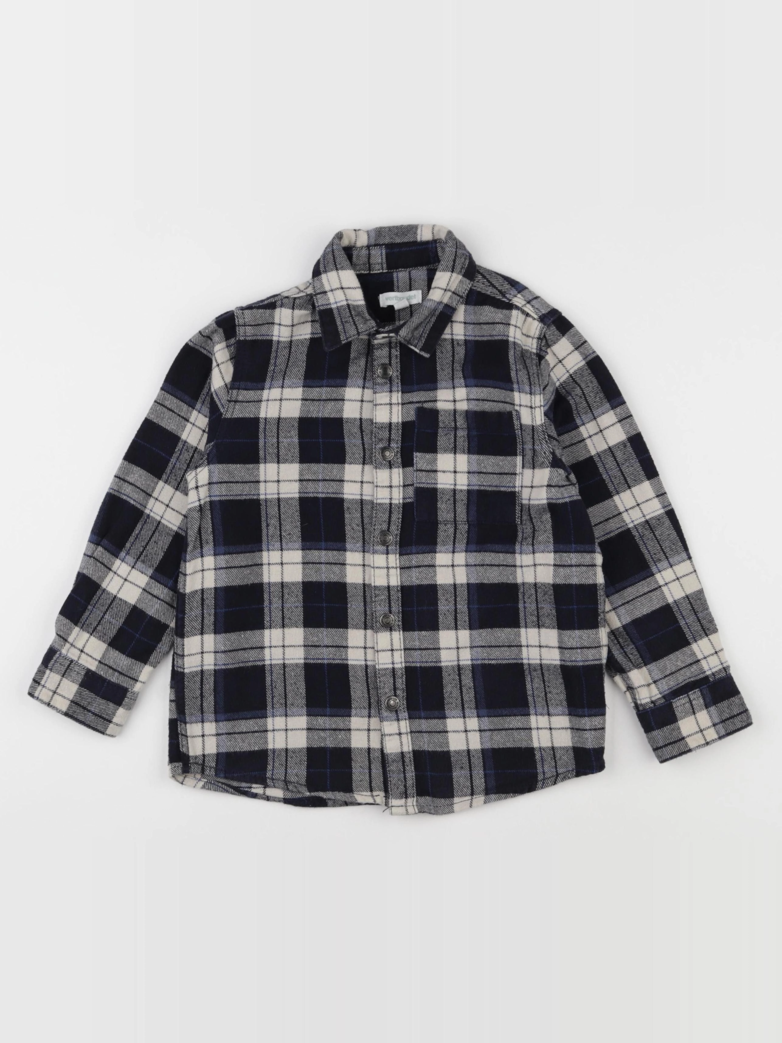 Vertbaudet - chemise beige, bleu - 6 ans