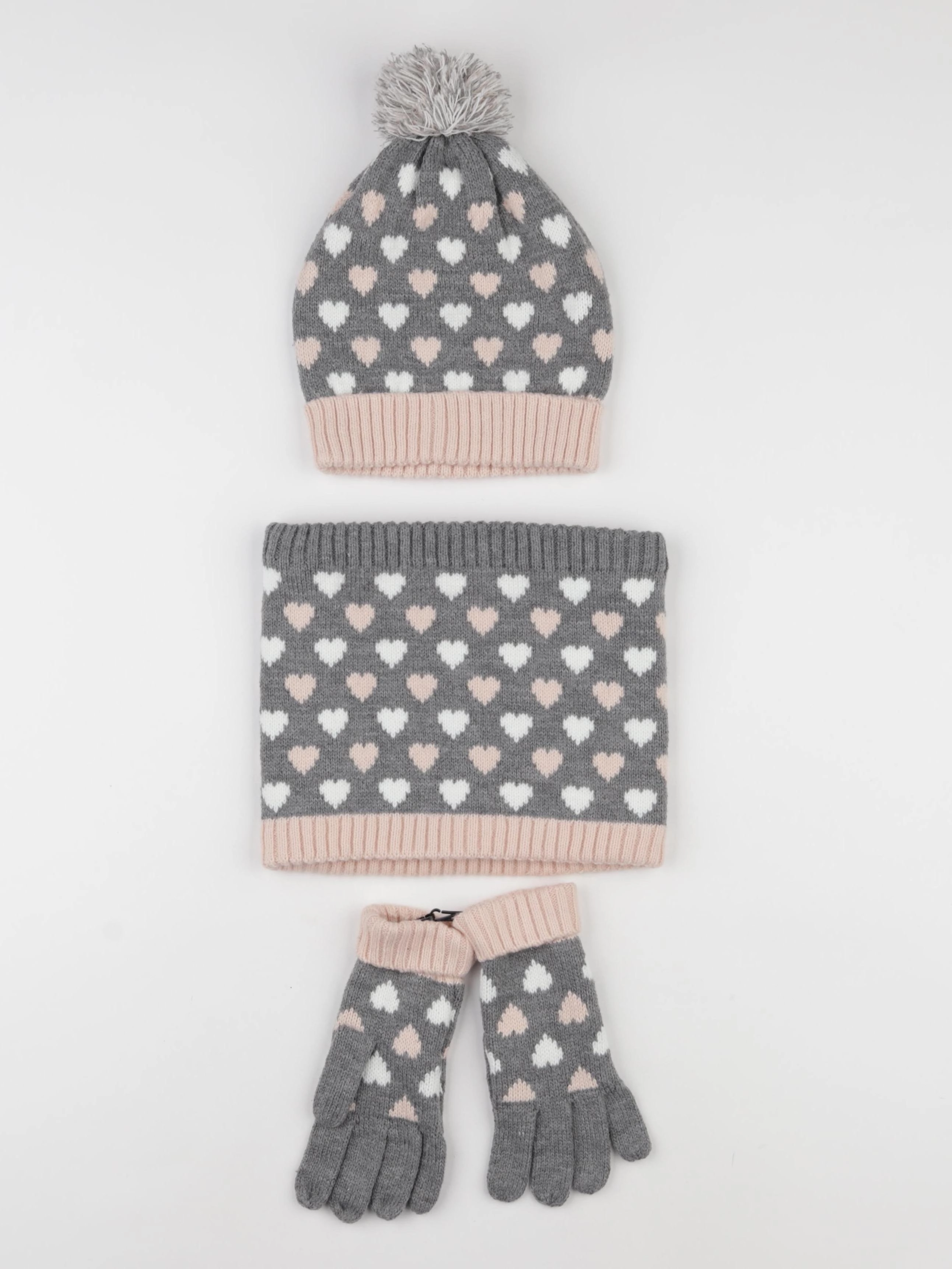 Vertbaudet - ensemble bonnet/moufles/tour de cou gris - 12/14 ans