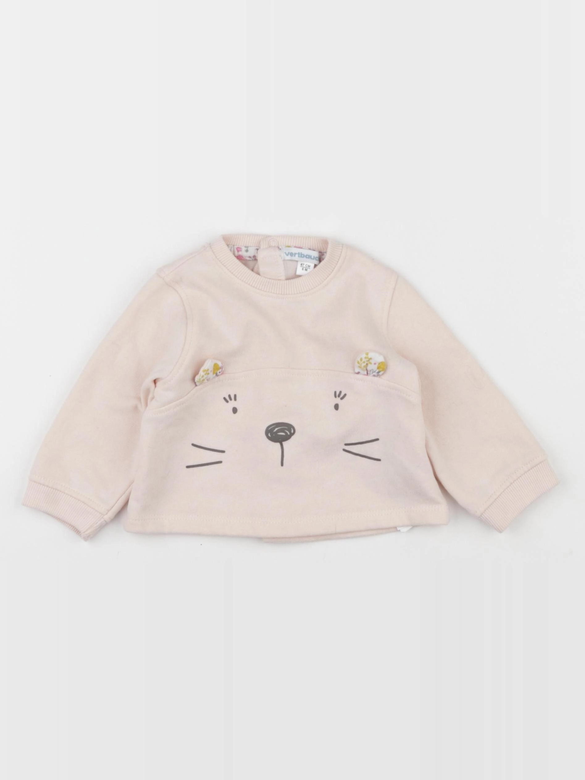 Vertbaudet - sweat rose - 6 mois