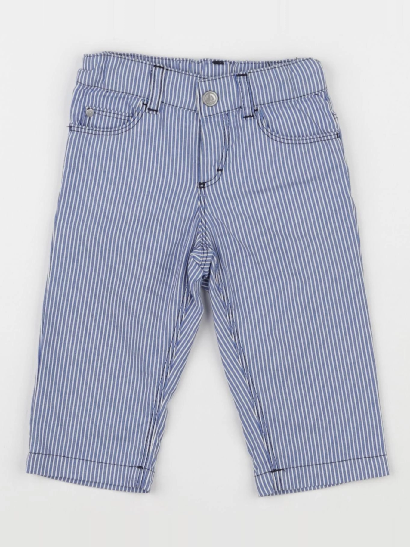 Petit Bateau - pantalon blanc, bleu - 6 mois