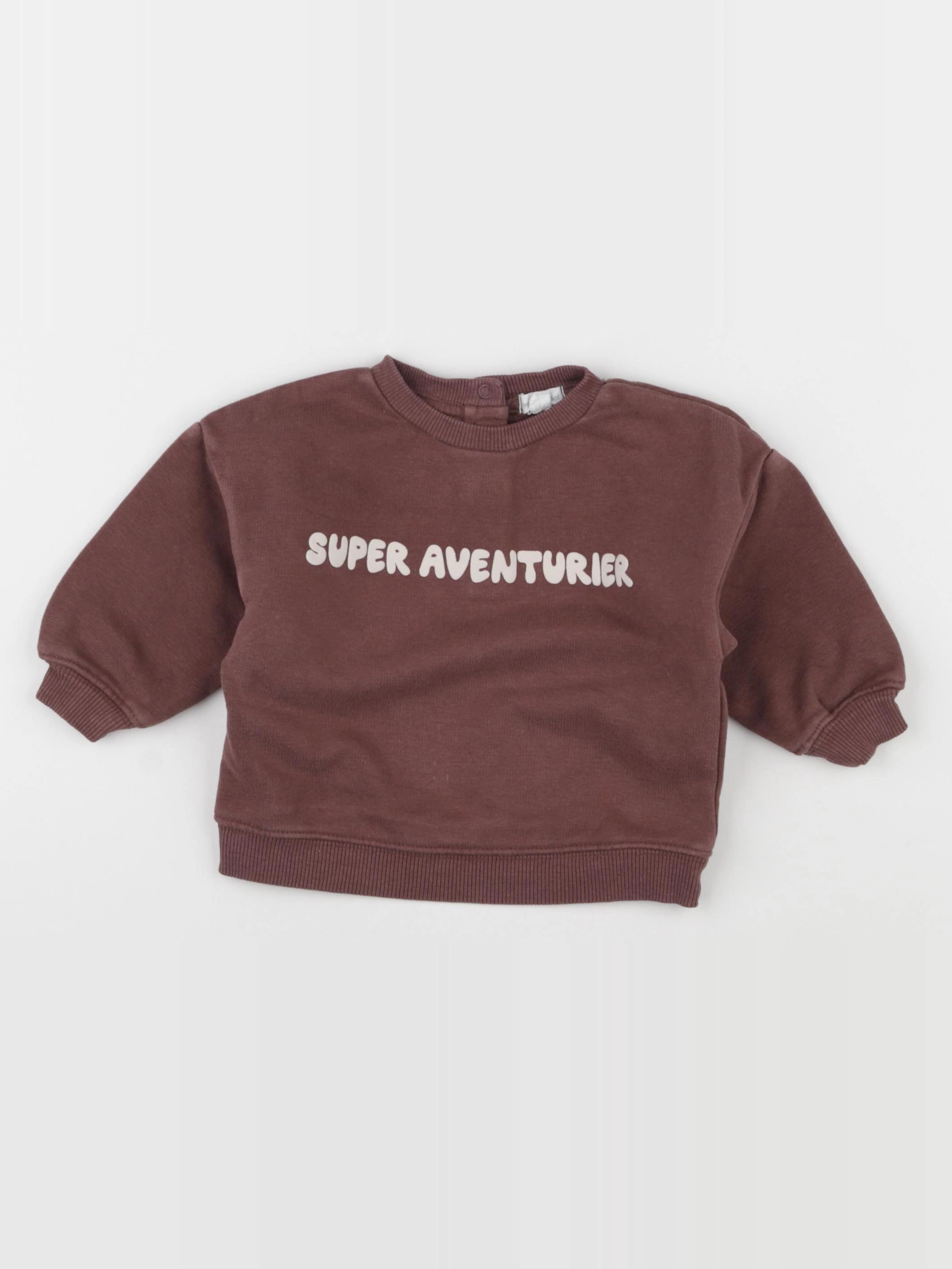 Vertbaudet - sweat marron - 9 mois