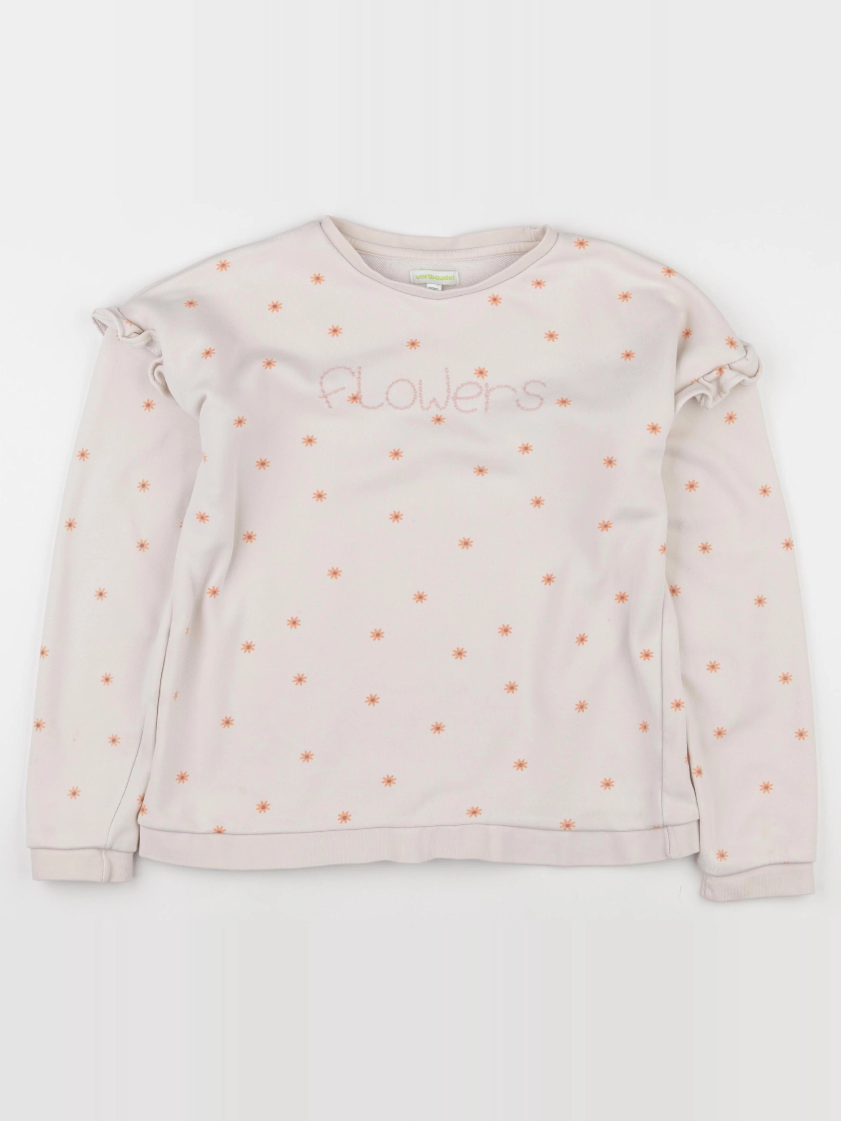 Vertbaudet - sweat beige, rose - 12 ans