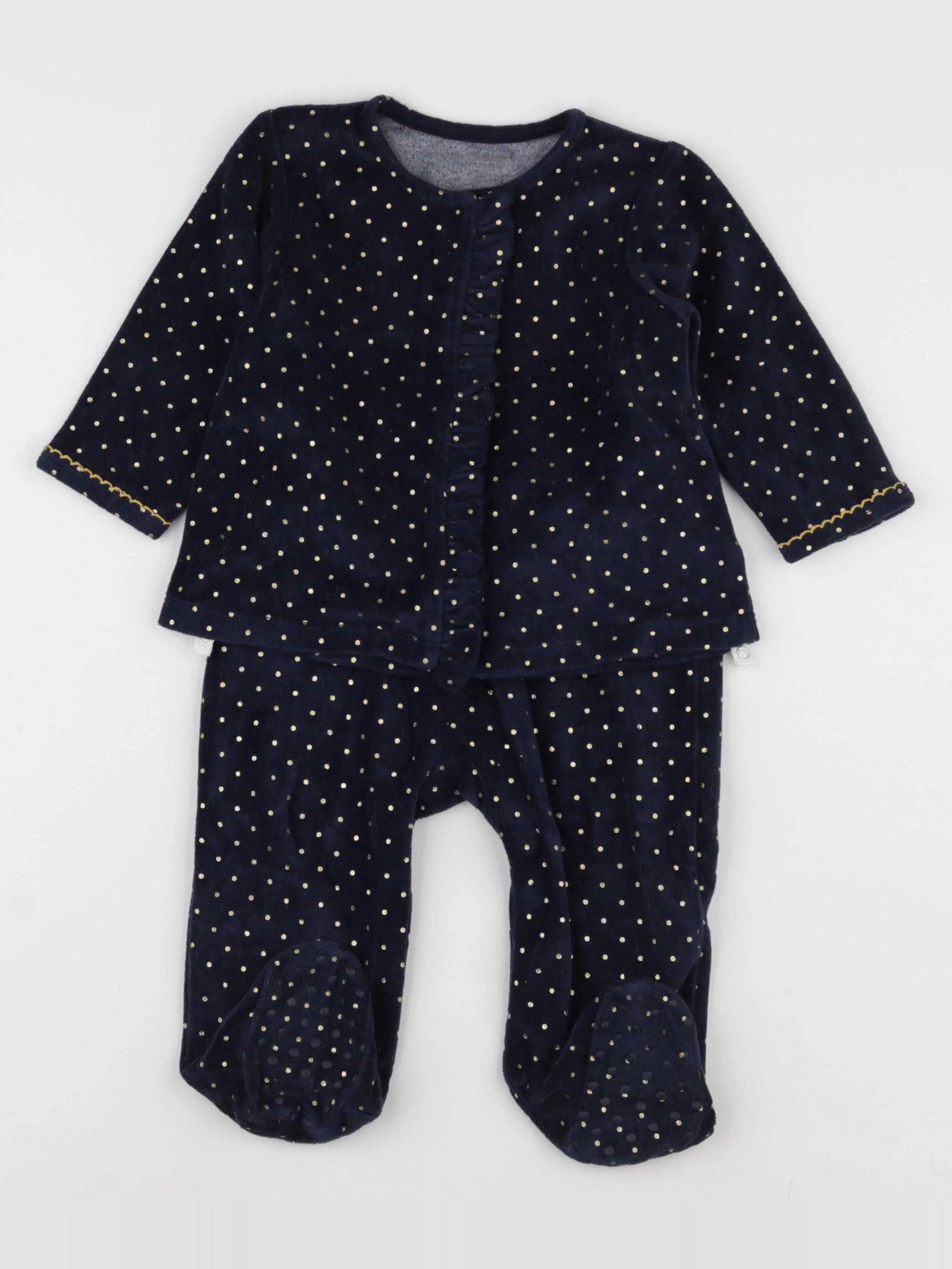 Vertbaudet - pyjama velours bleu, or - 12 mois