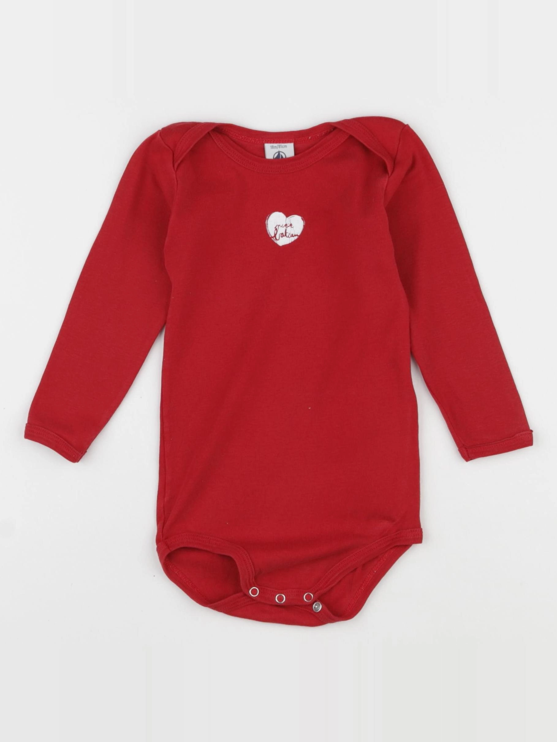 Petit Bateau - body rouge - 18 mois