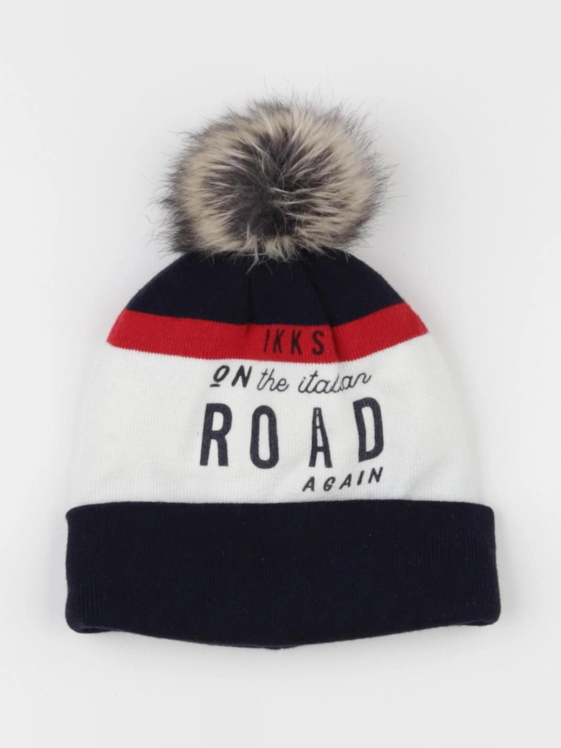 IKKS - bonnet bleu, blanc - 5/6 ans