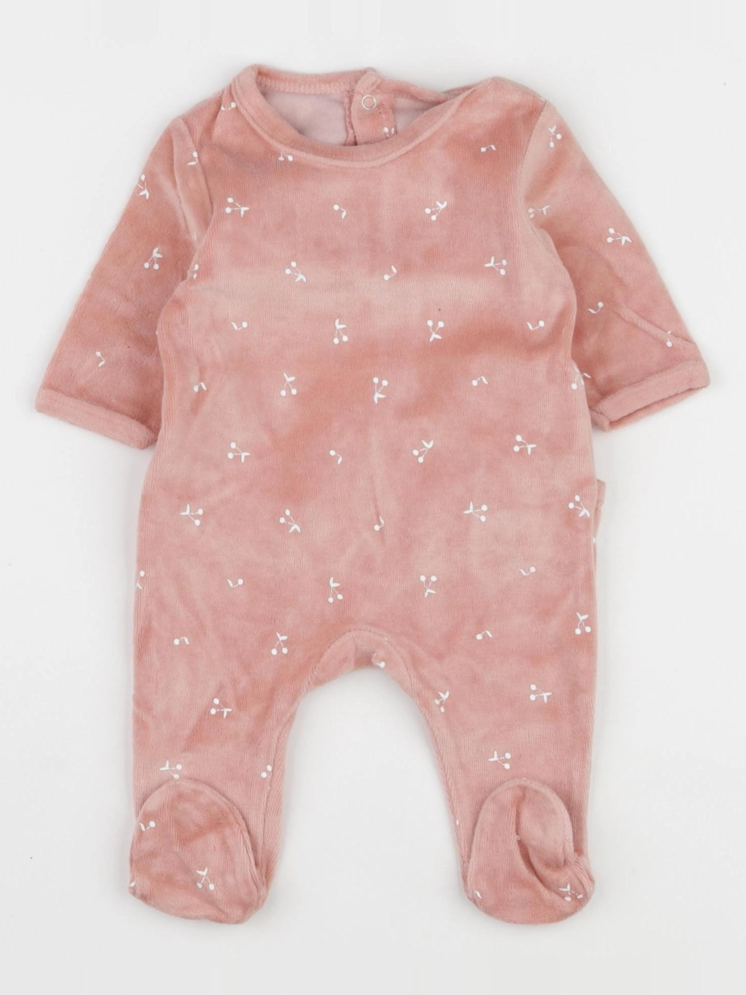 Vertbaudet - pyjama velours rose - 1 mois