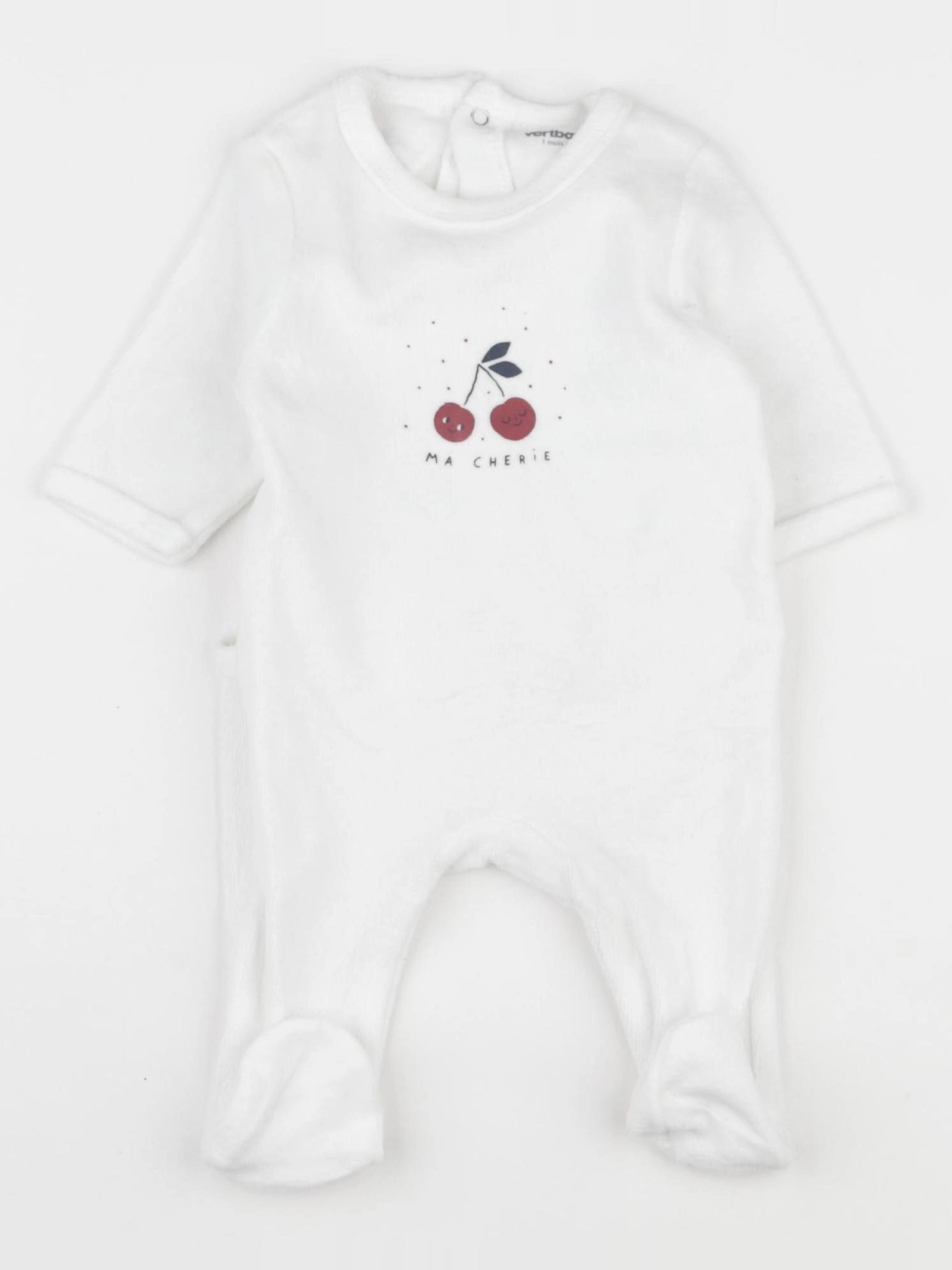 Vertbaudet - pyjama velours blanc - 1 mois