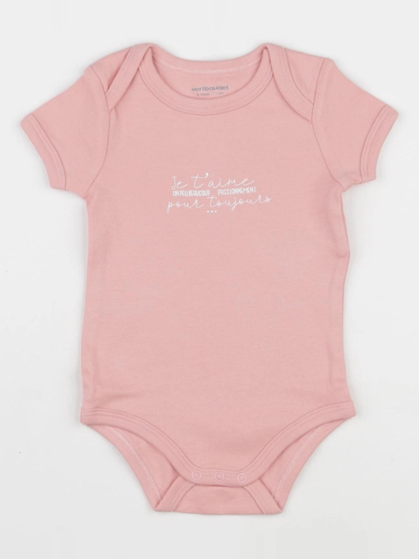 Vertbaudet - body rose - 9 mois