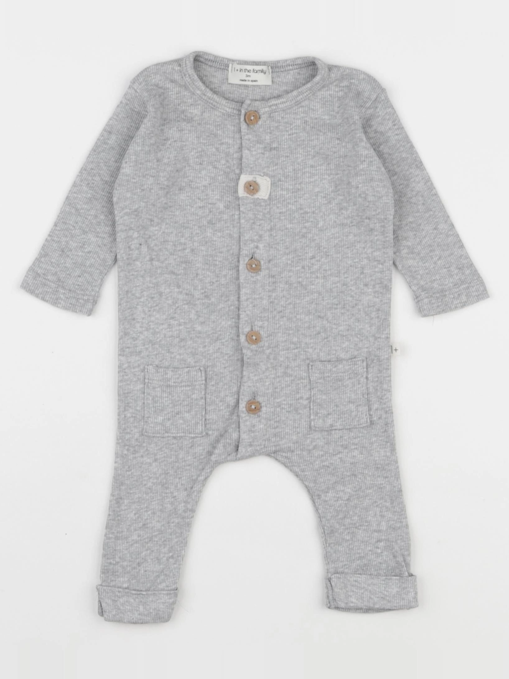 1+ In the family - combinaison gris - 3 mois