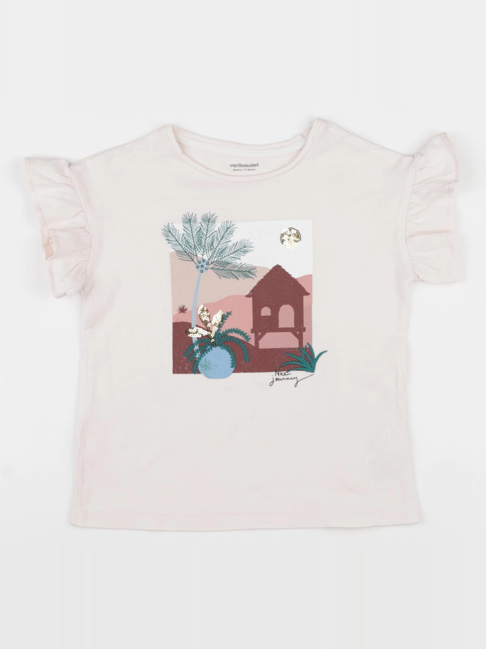 Vertbaudet - tee-shirt rose - 6 ans
