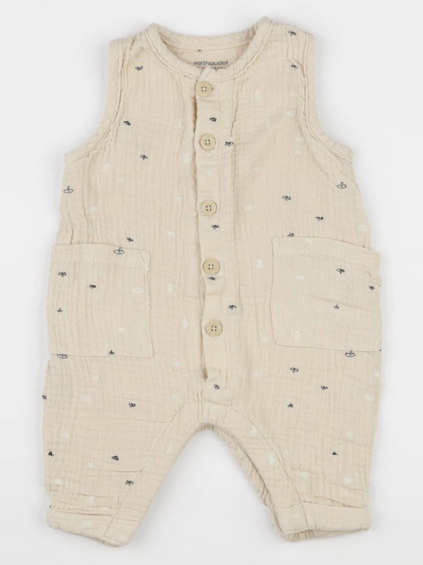 Vertbaudet - salopette beige - 3 mois