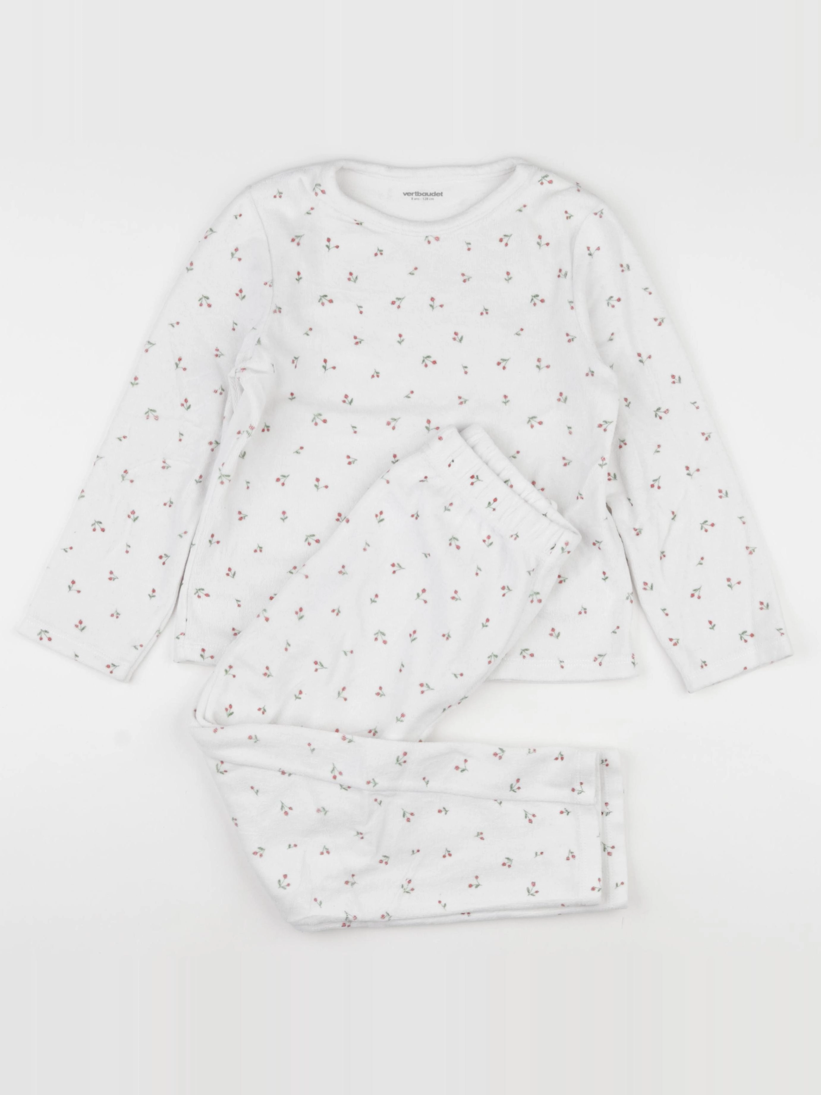 Vertbaudet - pyjama velours blanc - 8 ans