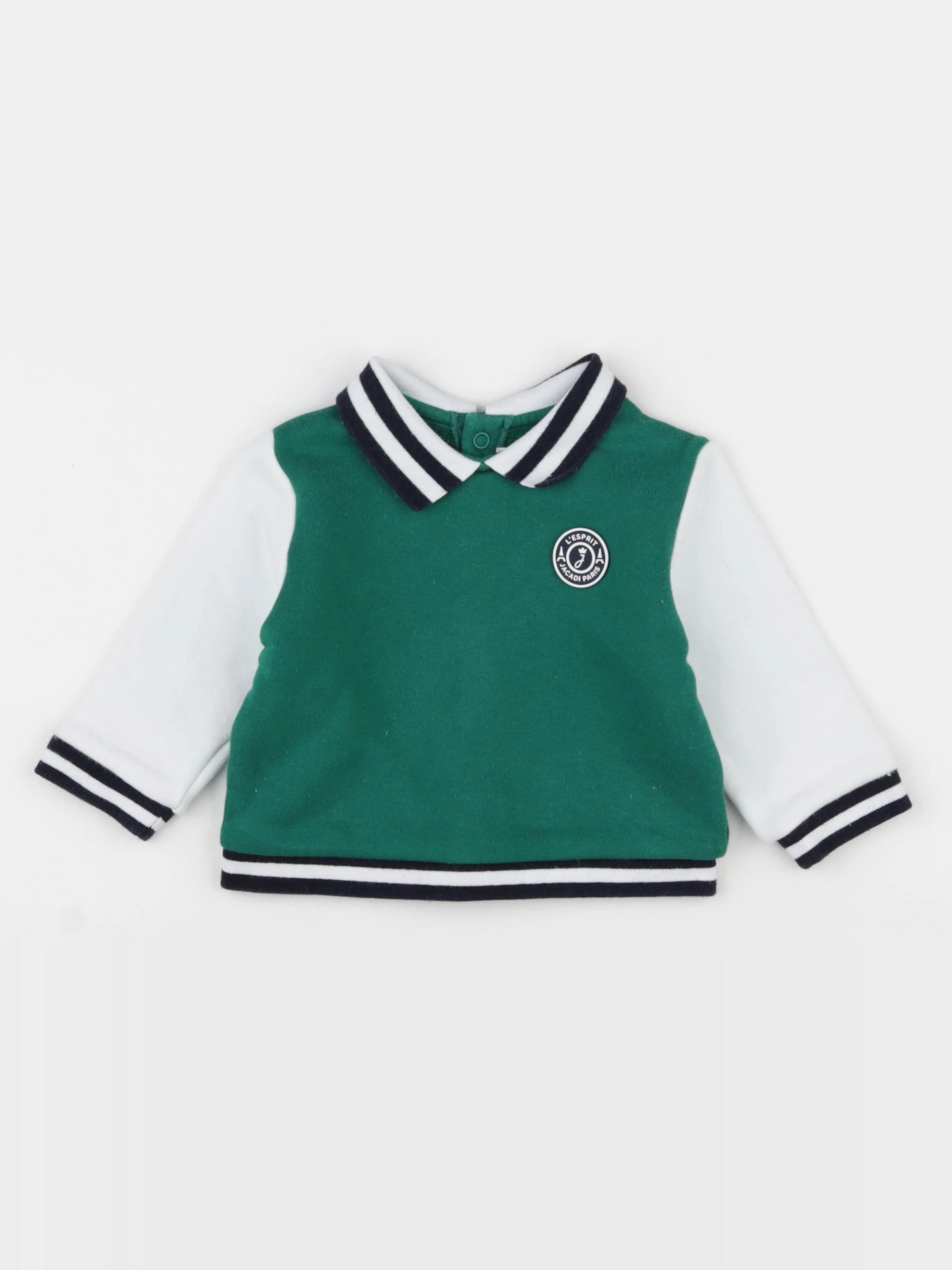 Jacadi - sweat vert, blanc - 6 mois