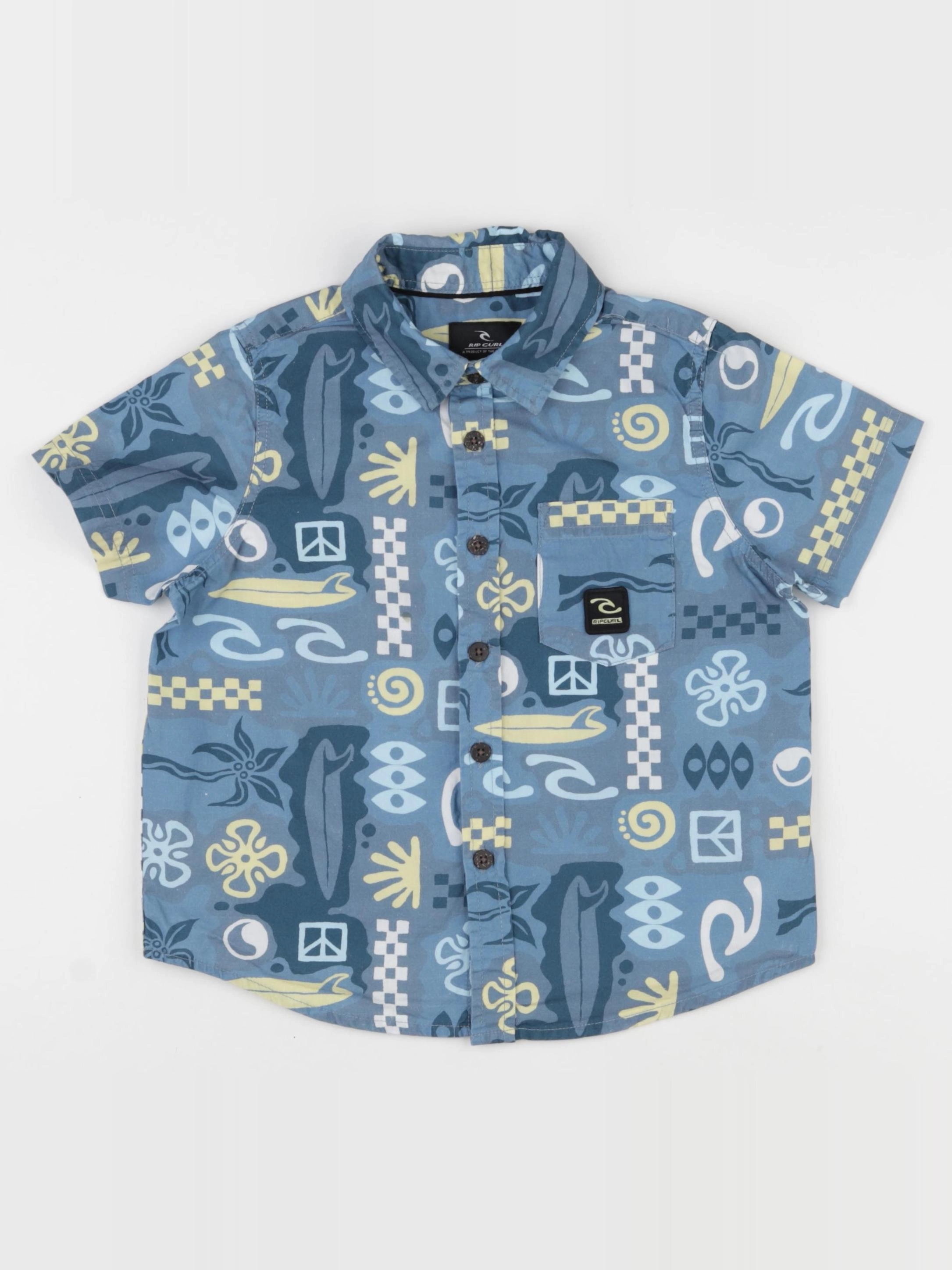 Rip curl - chemise bleu, jaune - 3/4 ans