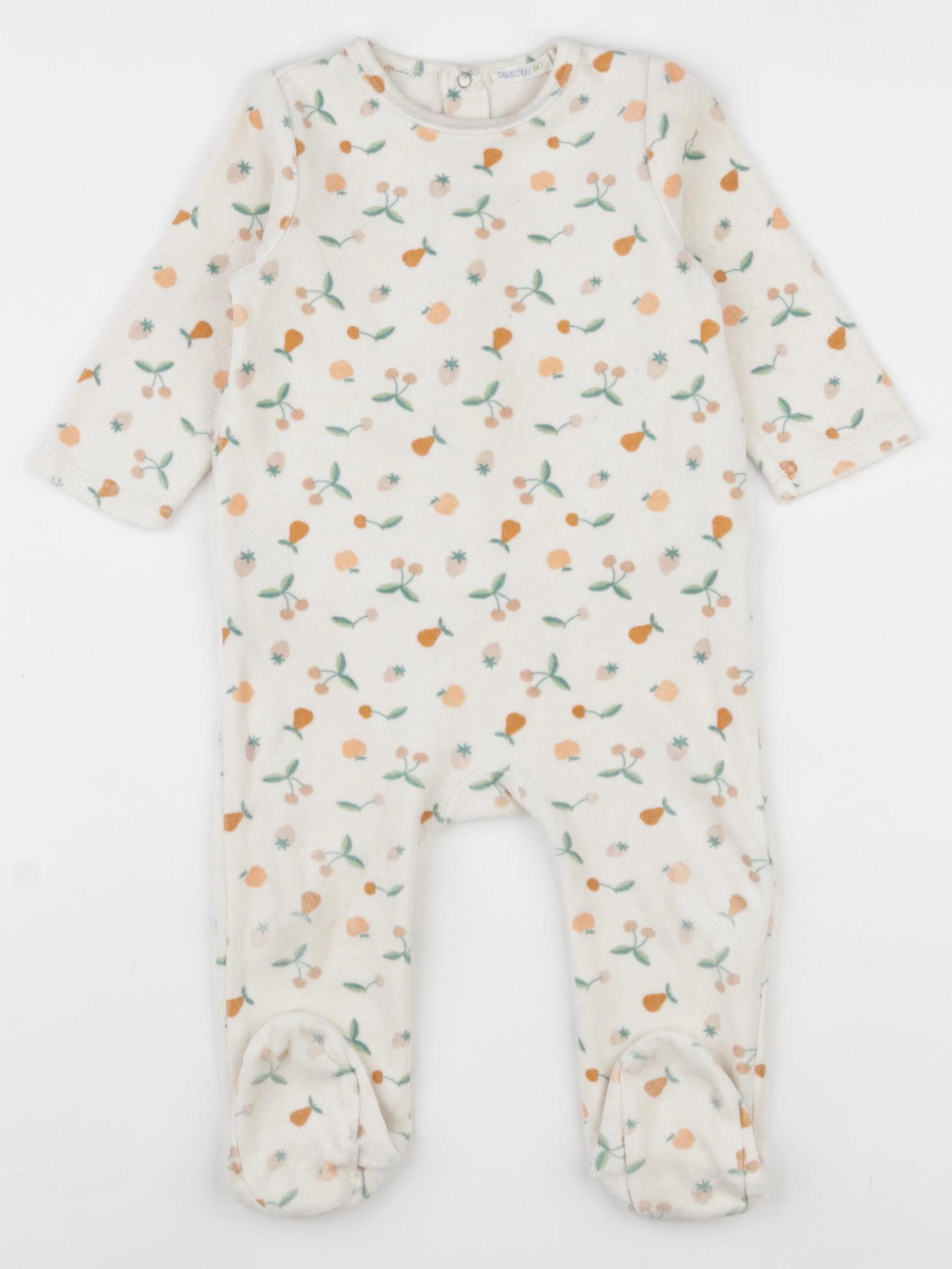 Boutchou - pyjama velours beige, orange - 9 mois