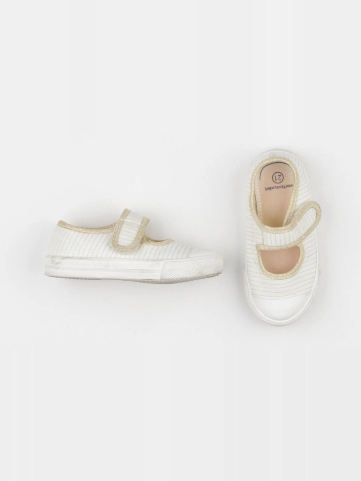 Vertbaudet - tennis à scratch/ lacets beige, or - pointure 21