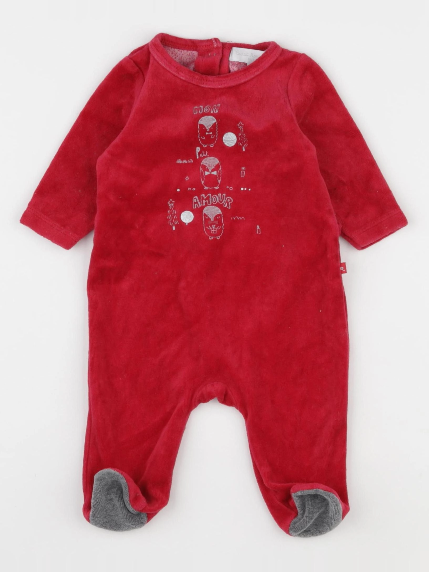 Cadet Rousselle - pyjama velours rouge - 3 mois