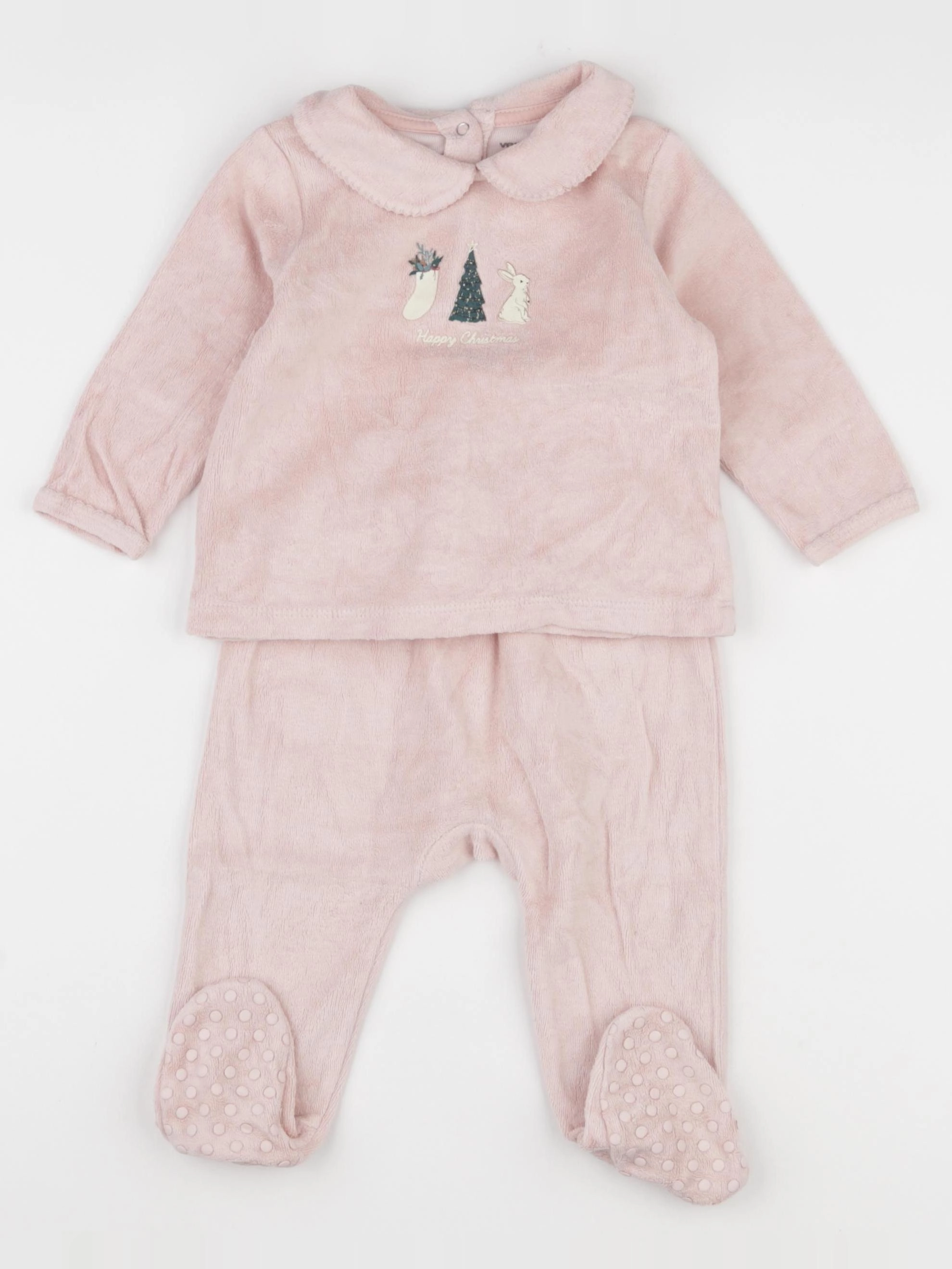 Vertbaudet - pyjama velours rose - 9 mois