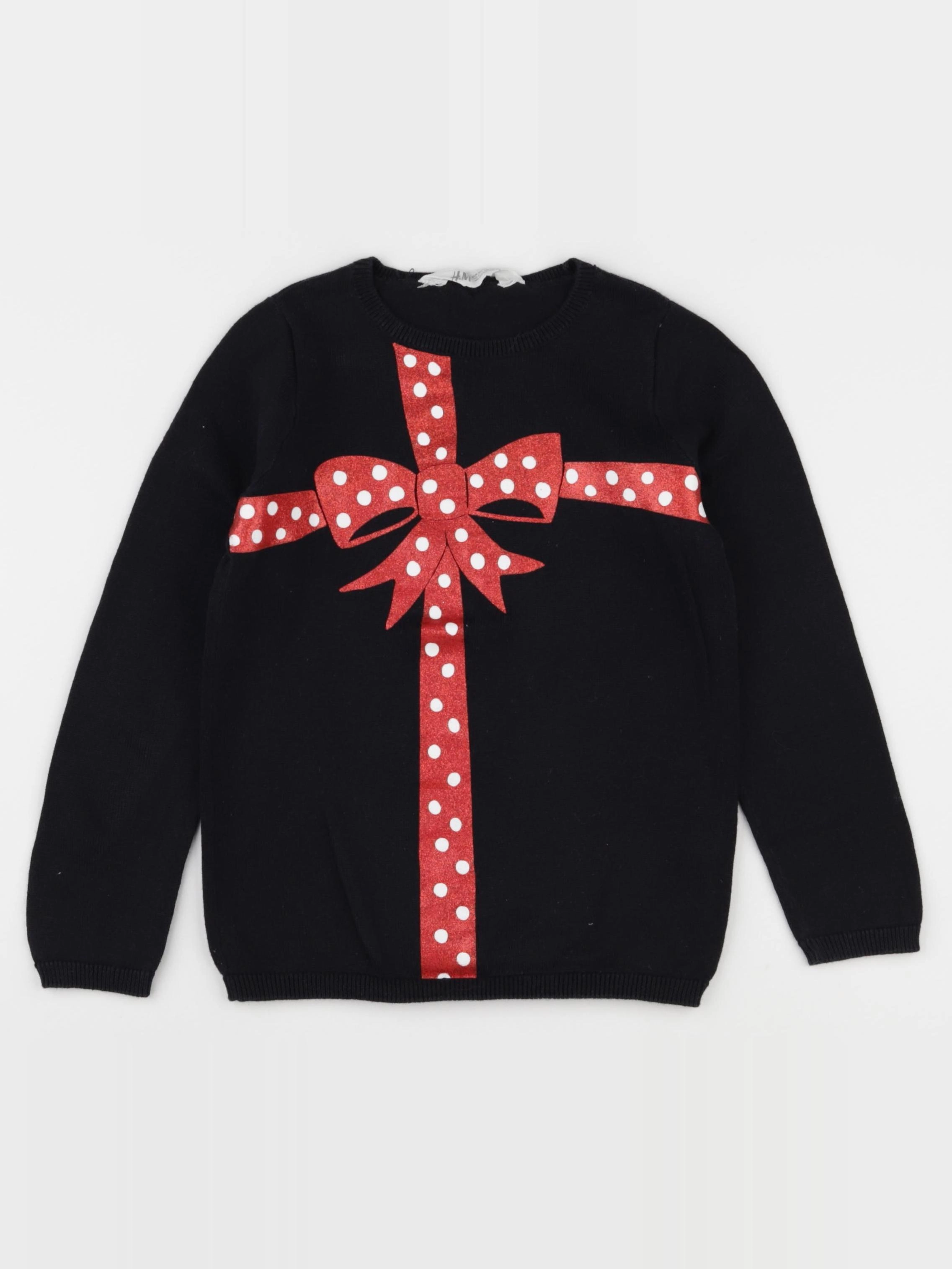 H&M - pull noir, rouge - 4/6 ans