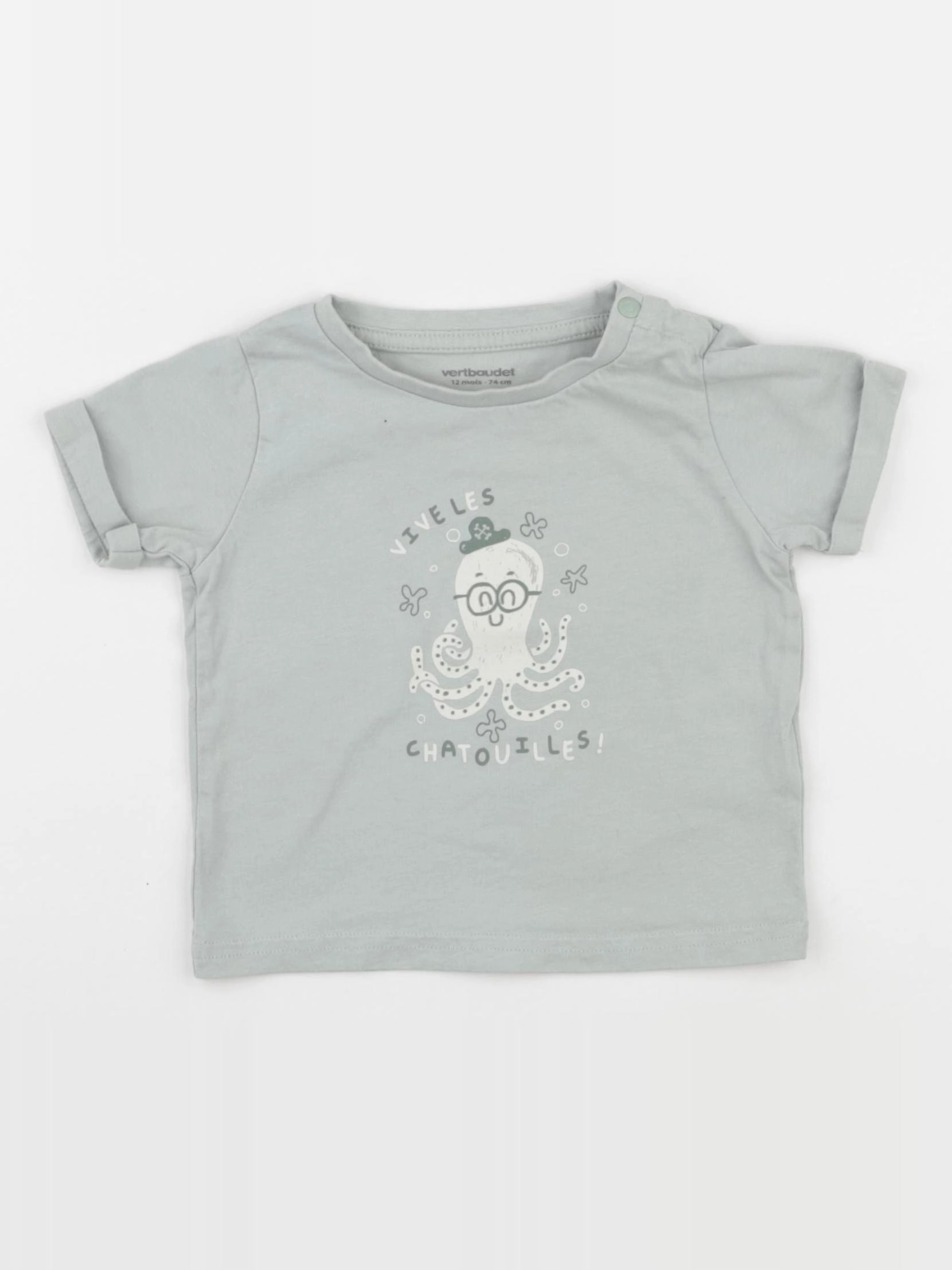 Vertbaudet - tee-shirt vert - 12 mois