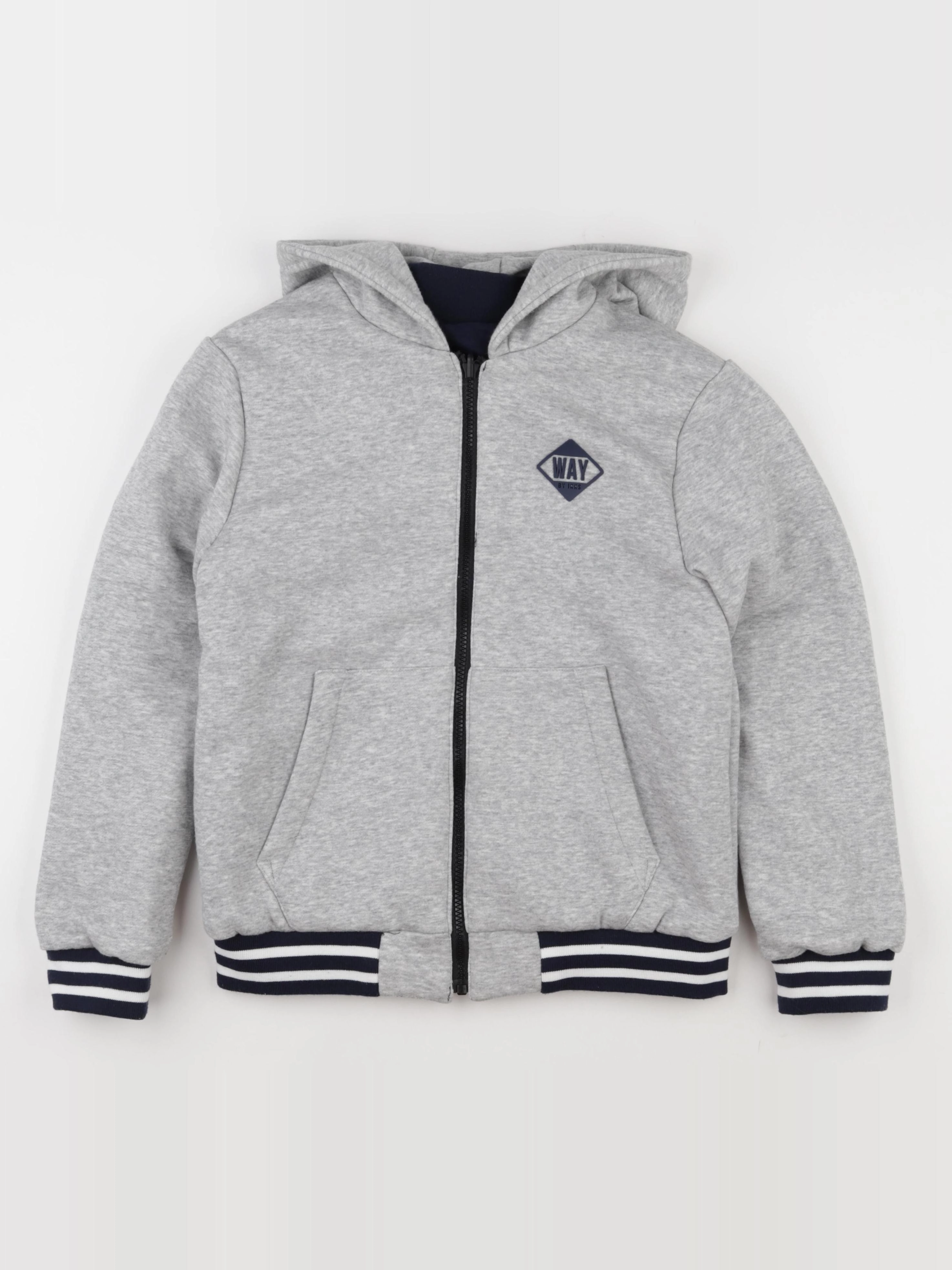 IKKS - veste réversible bleu, gris - 12 ans