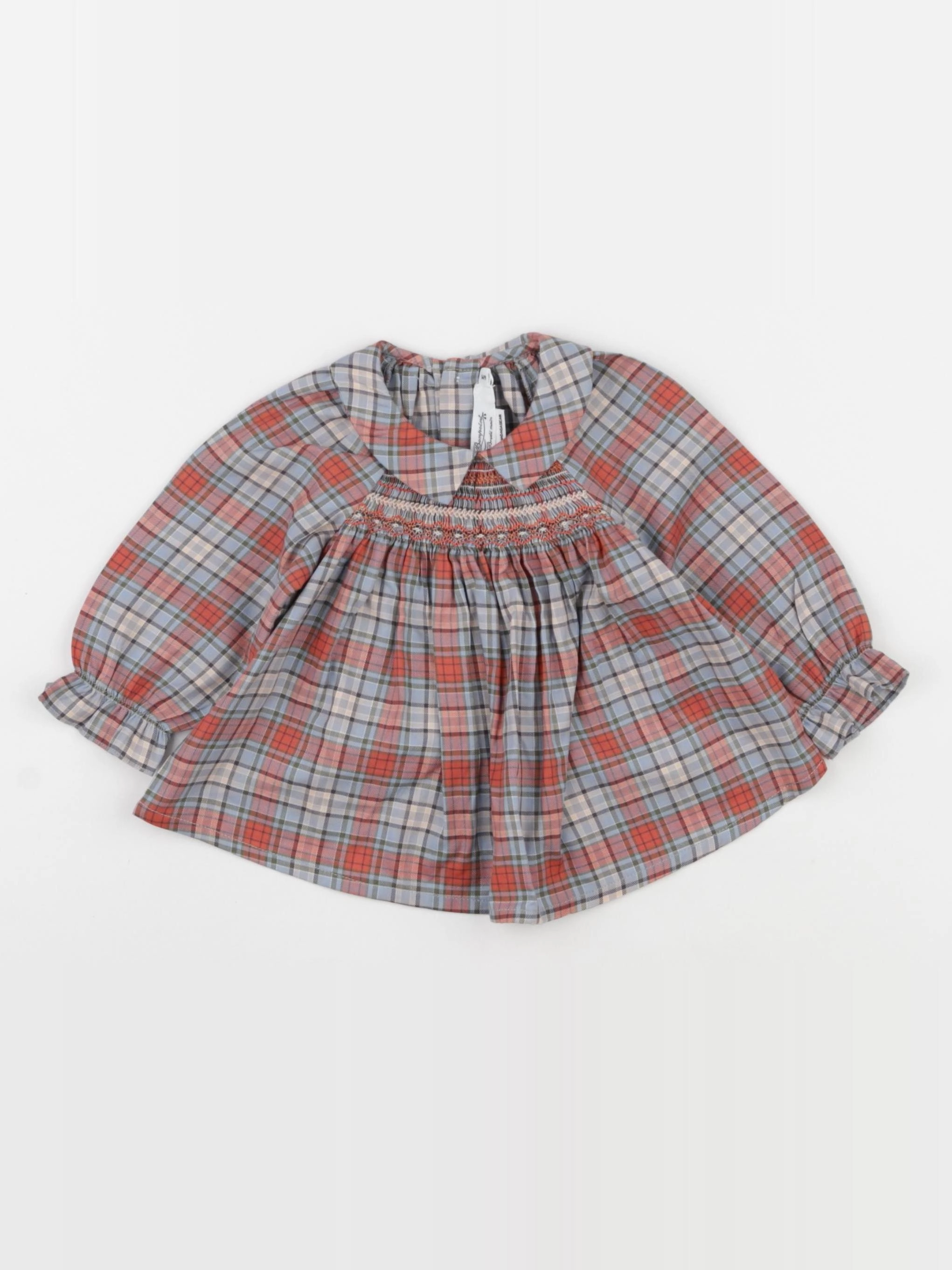 Bonpoint - blouse beige, bleu, rouge - 6 mois