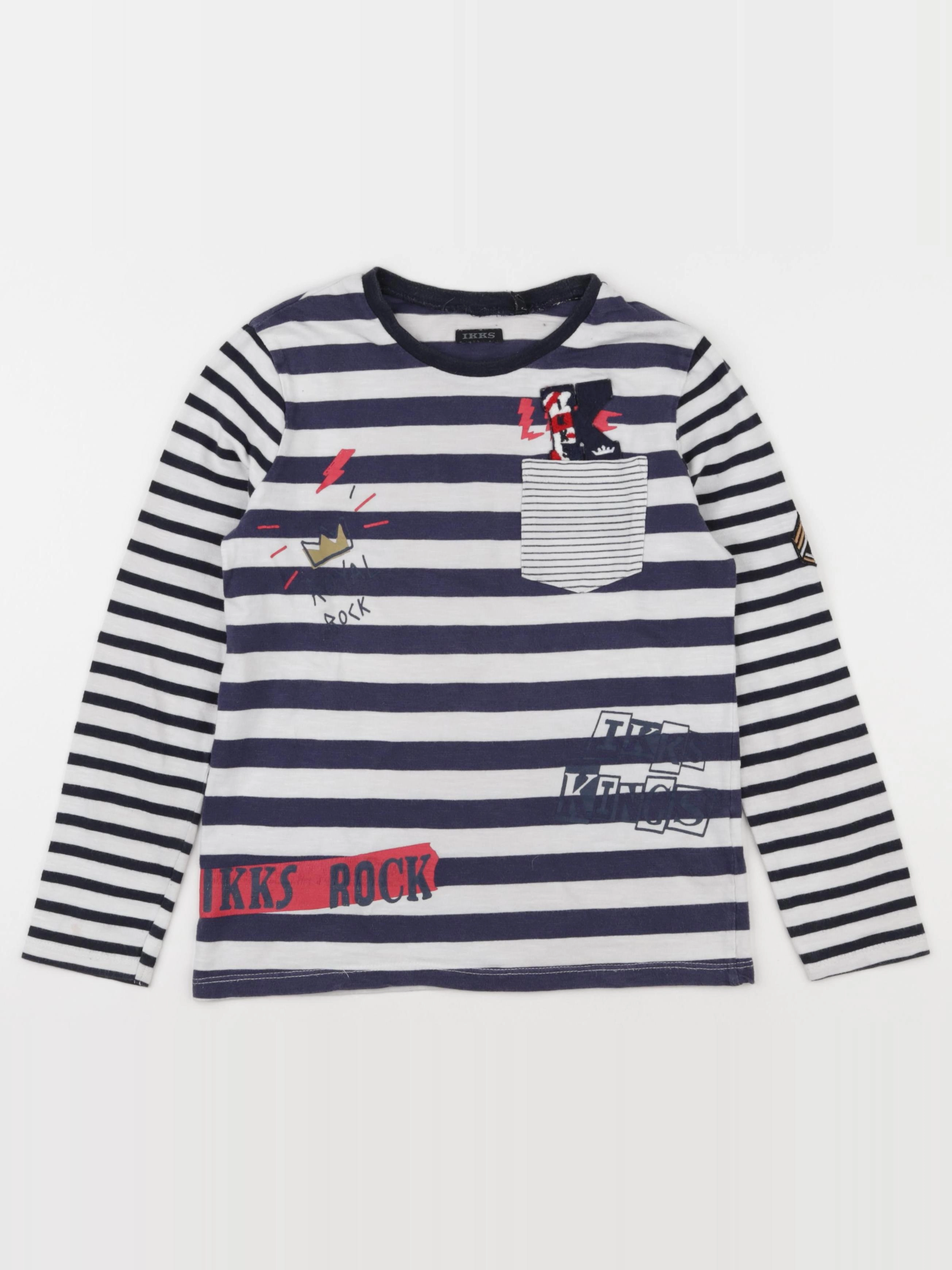 IKKS - tee-shirt blanc, bleu - 8 ans