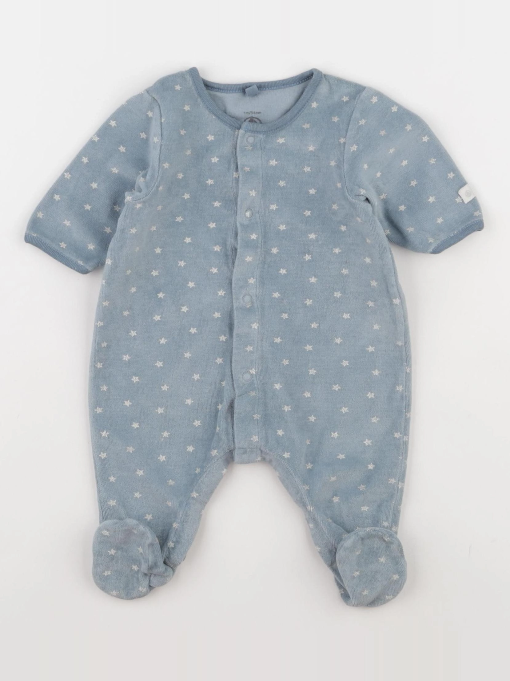 Petit Bateau - pyjama velours bleu - 1 mois