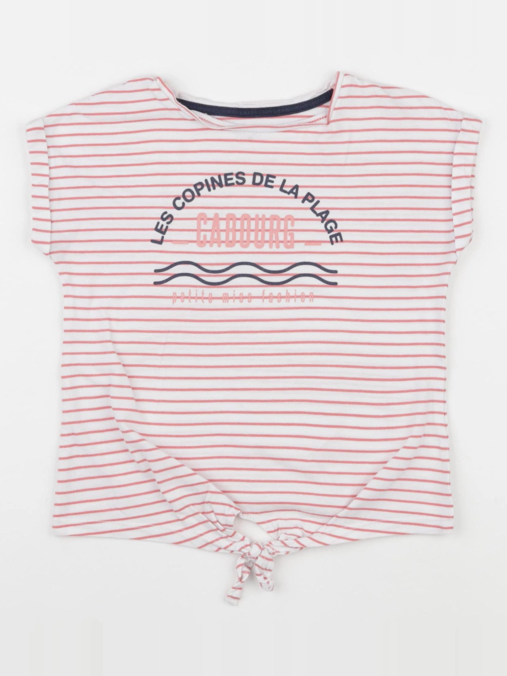 Vertbaudet - tee-shirt blanc, rose - 5 ans
