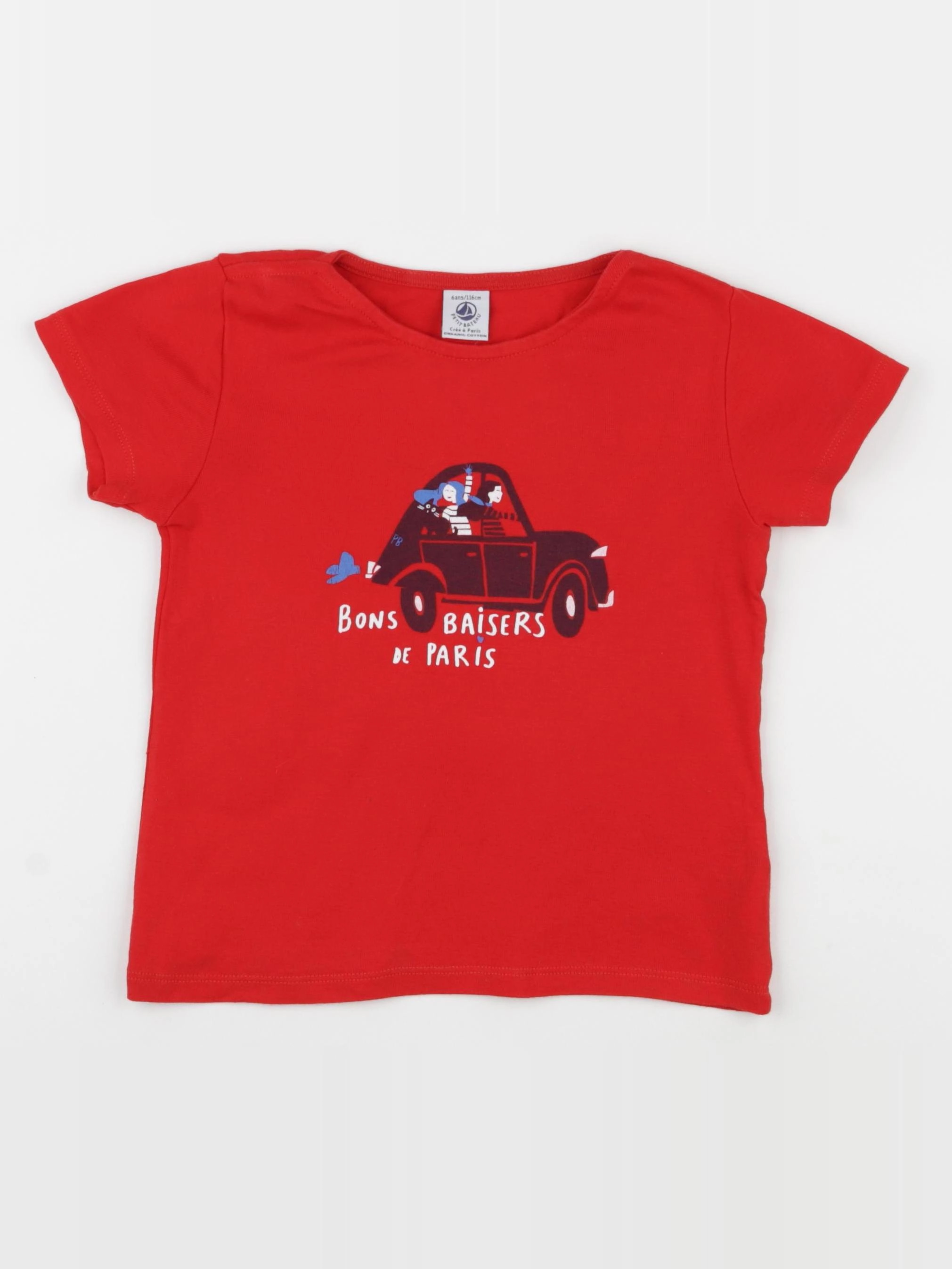 Petit Bateau - tee-shirt rouge - 6 ans