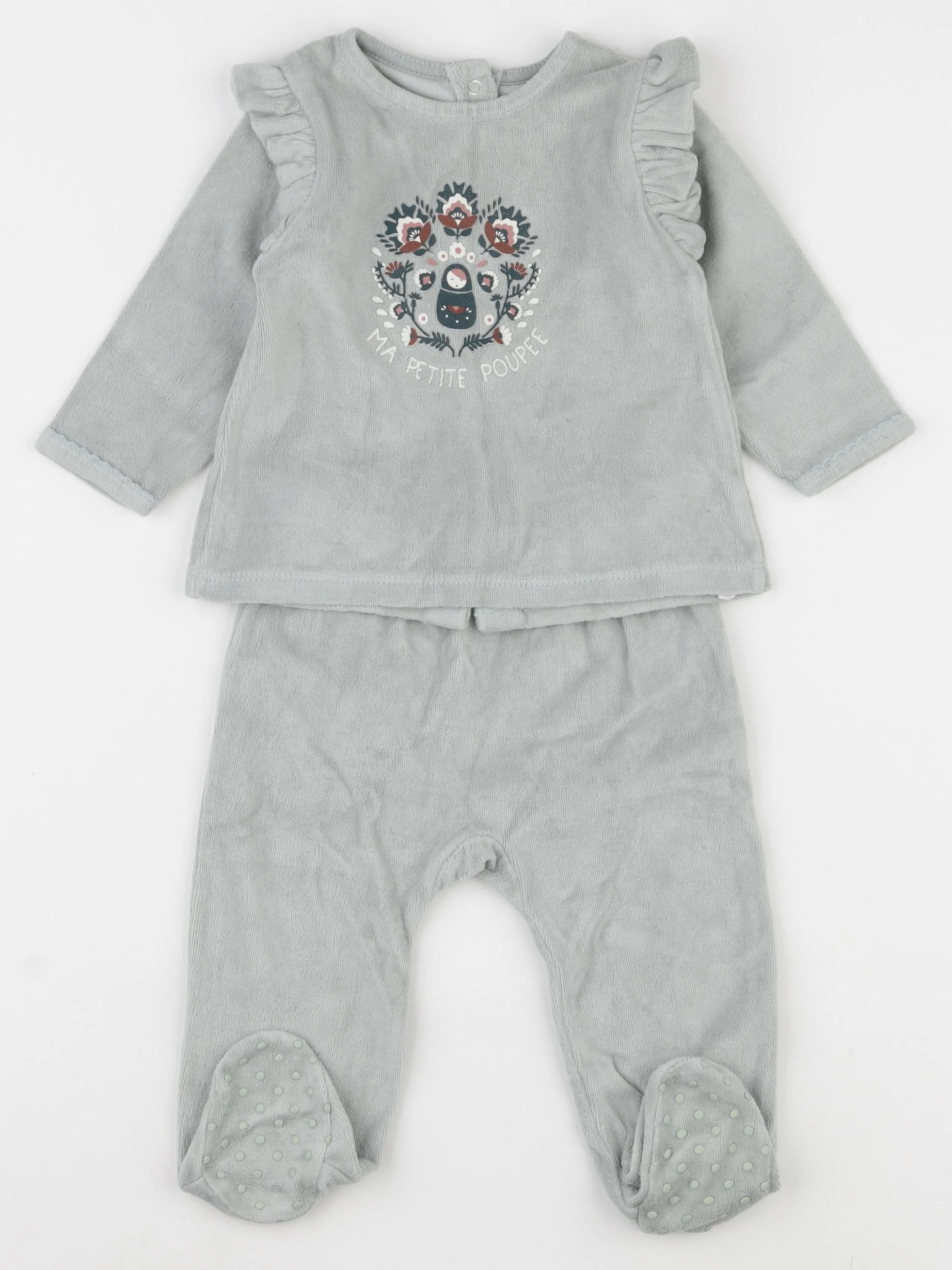 Vertbaudet - pyjama velours vert - 12 mois