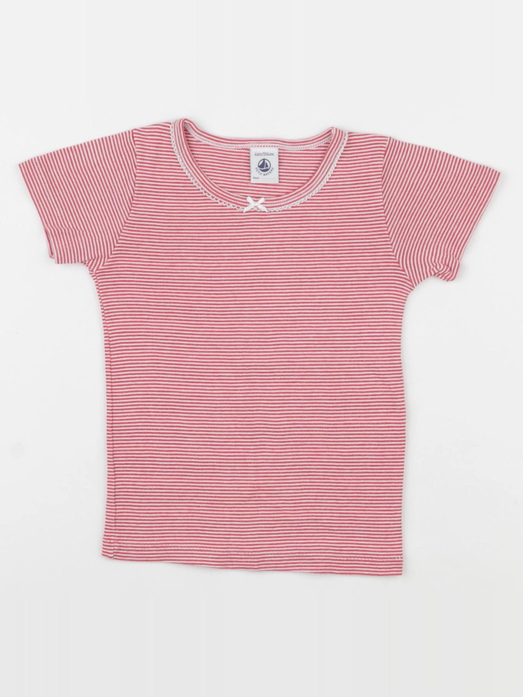 Petit Bateau - maillot de corps rouge, blanc - 4 ans