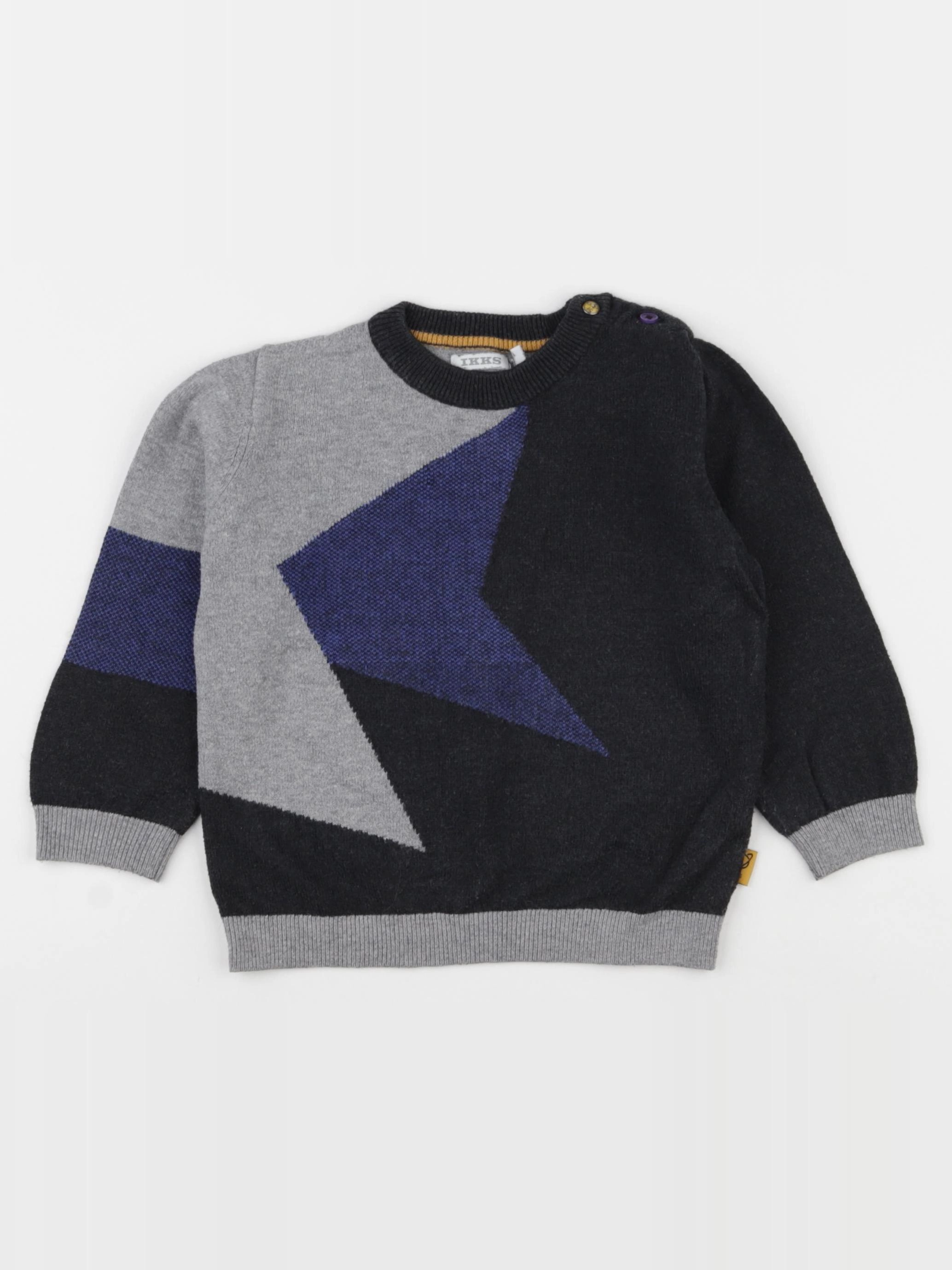 IKKS - pull gris, bleu - 2 ans