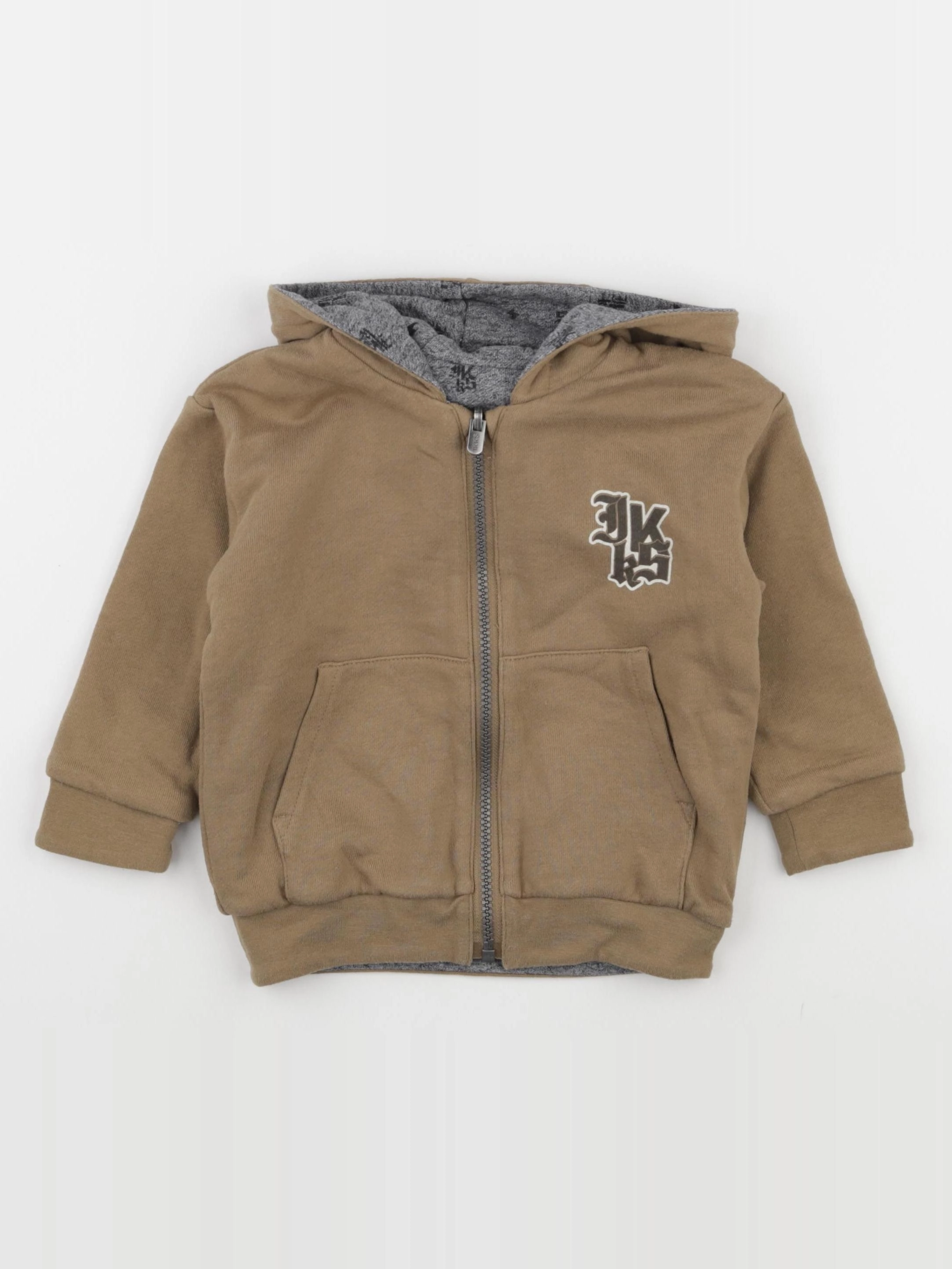 IKKS - sweat réversible marron, gris - 2 ans