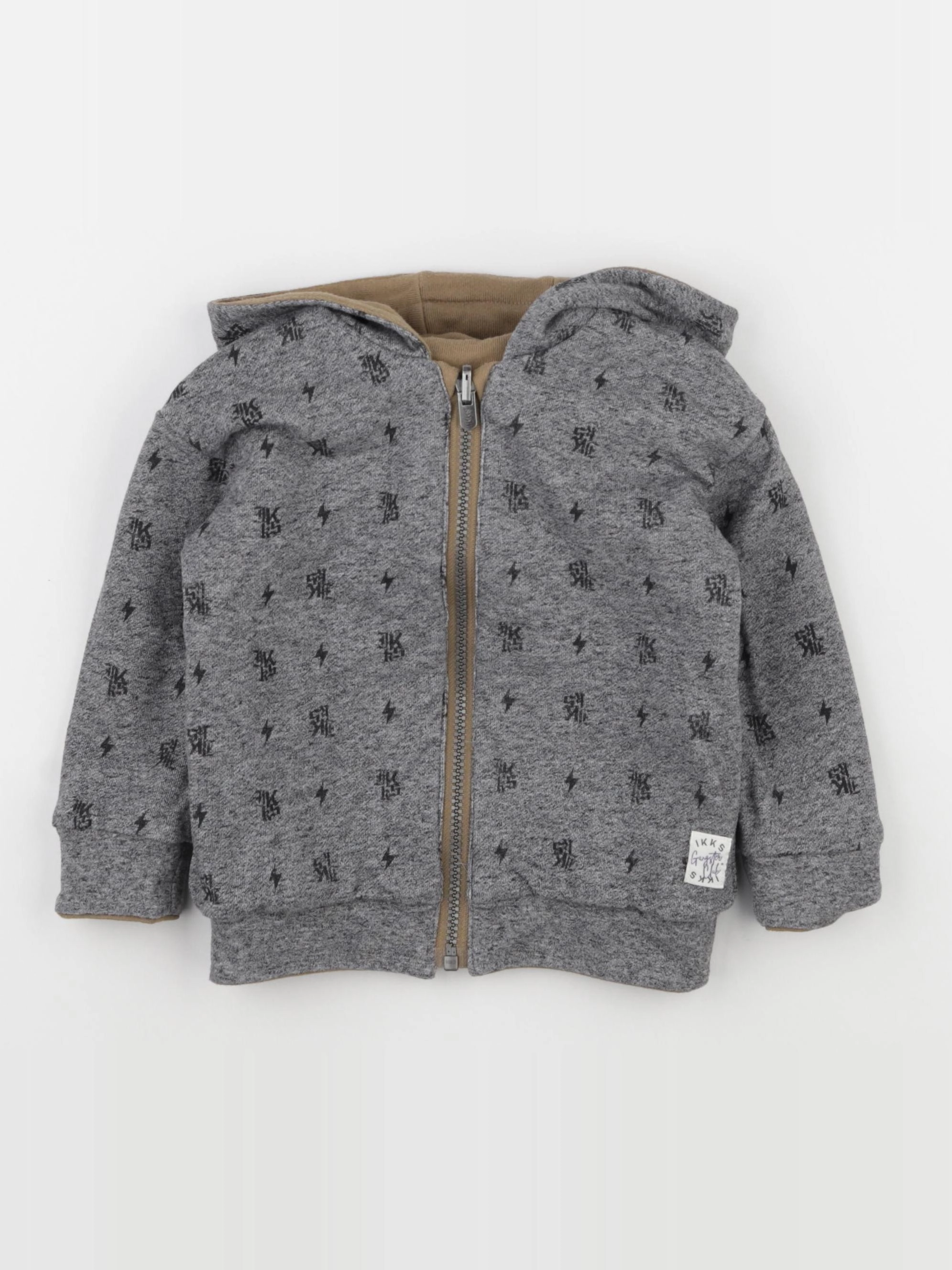 IKKS - sweat réversible marron, gris - 2 ans