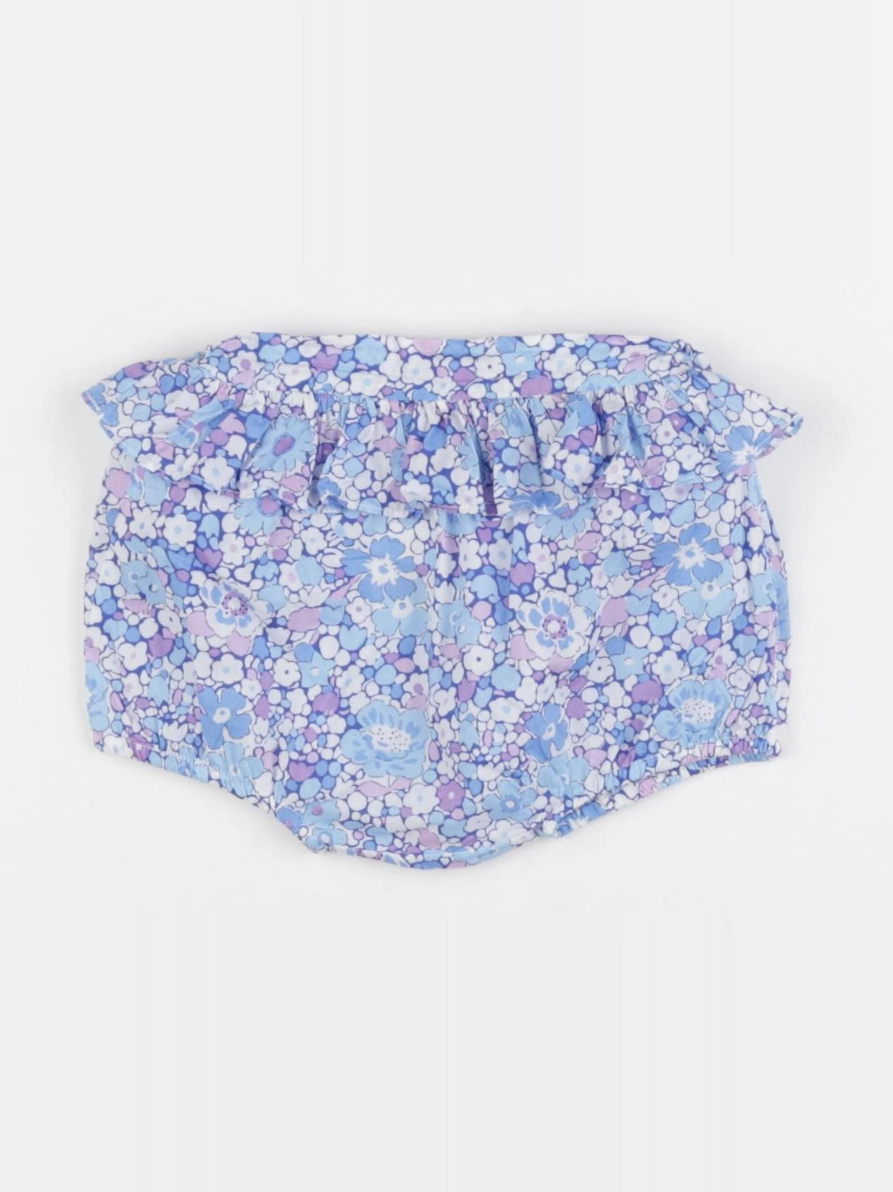 Jacadi - bloomer volants au dos, liberty bleu, blanc, violet - 6 mois