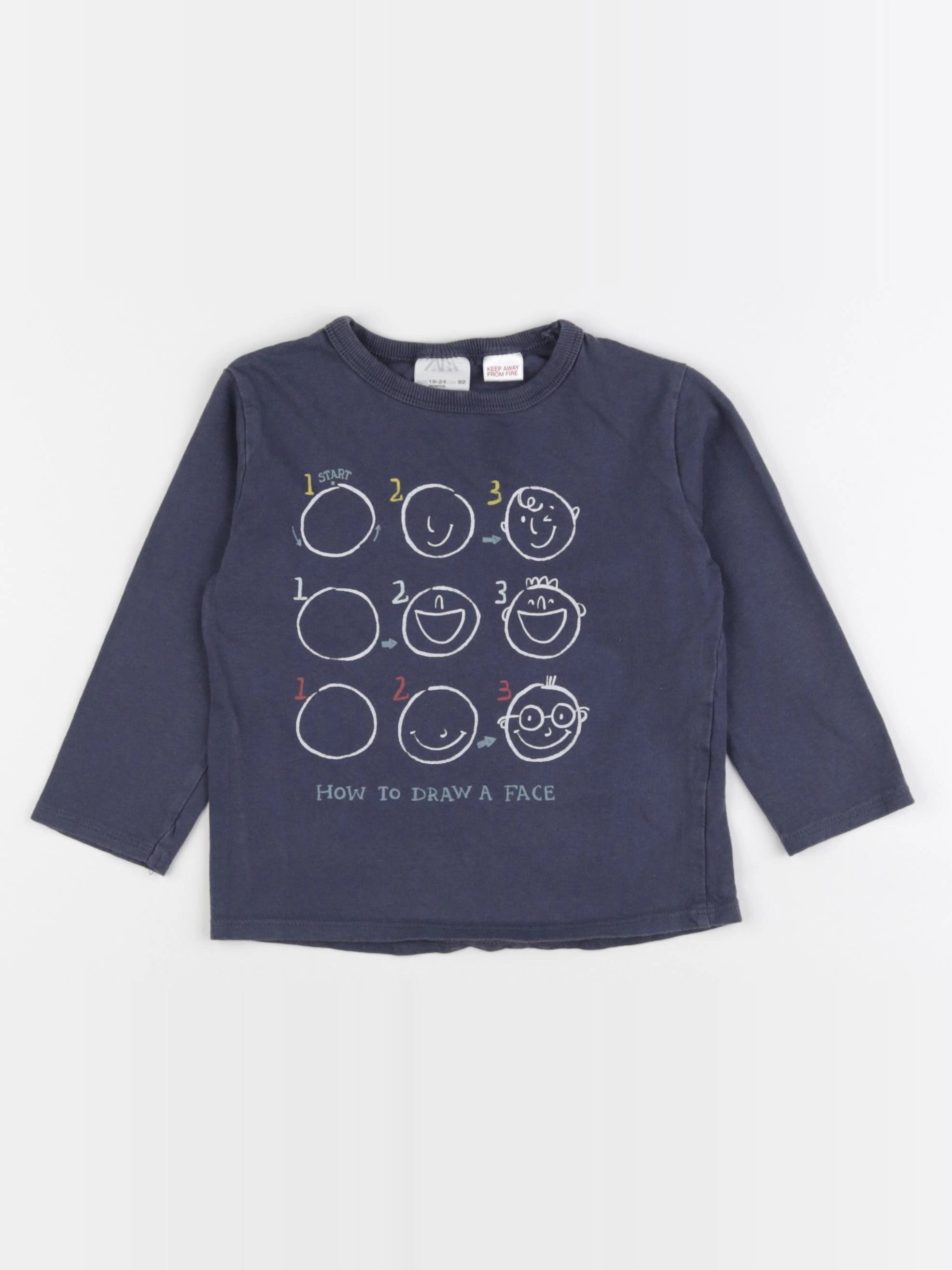 Zara - tee-shirt bleu - 18/24 mois