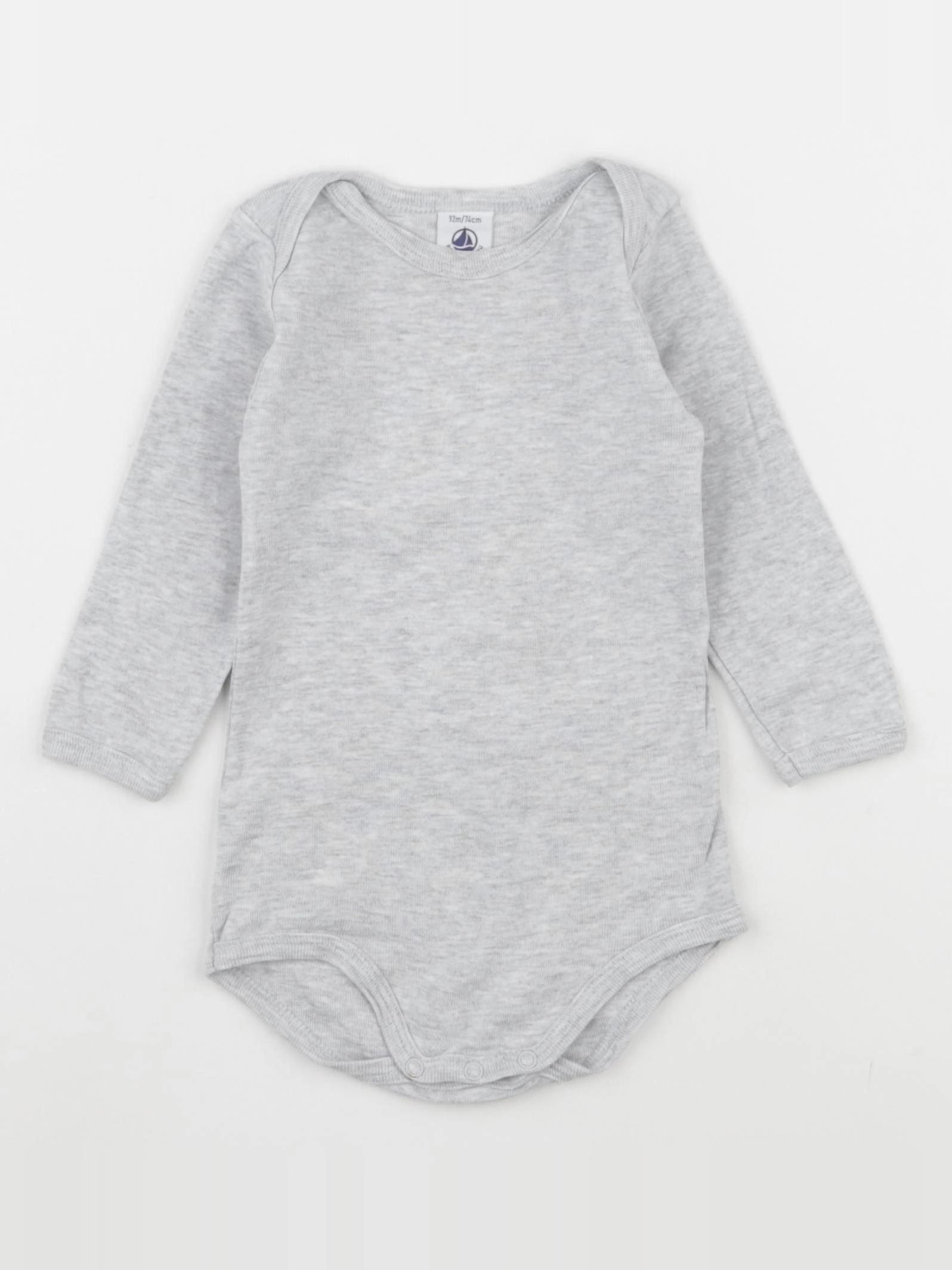 Petit Bateau - body gris - 12 mois