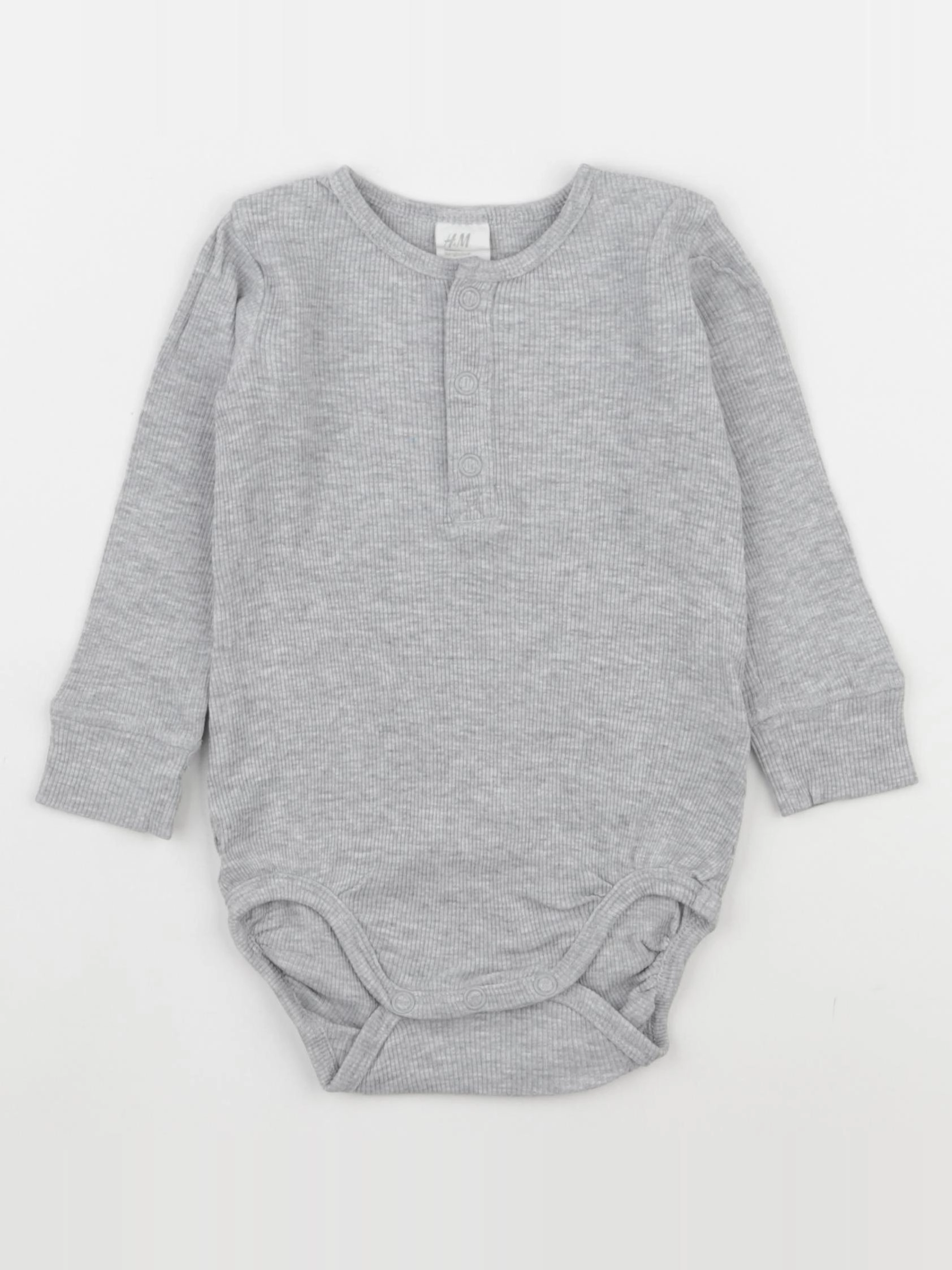 H&M - body gris - 6/9 mois