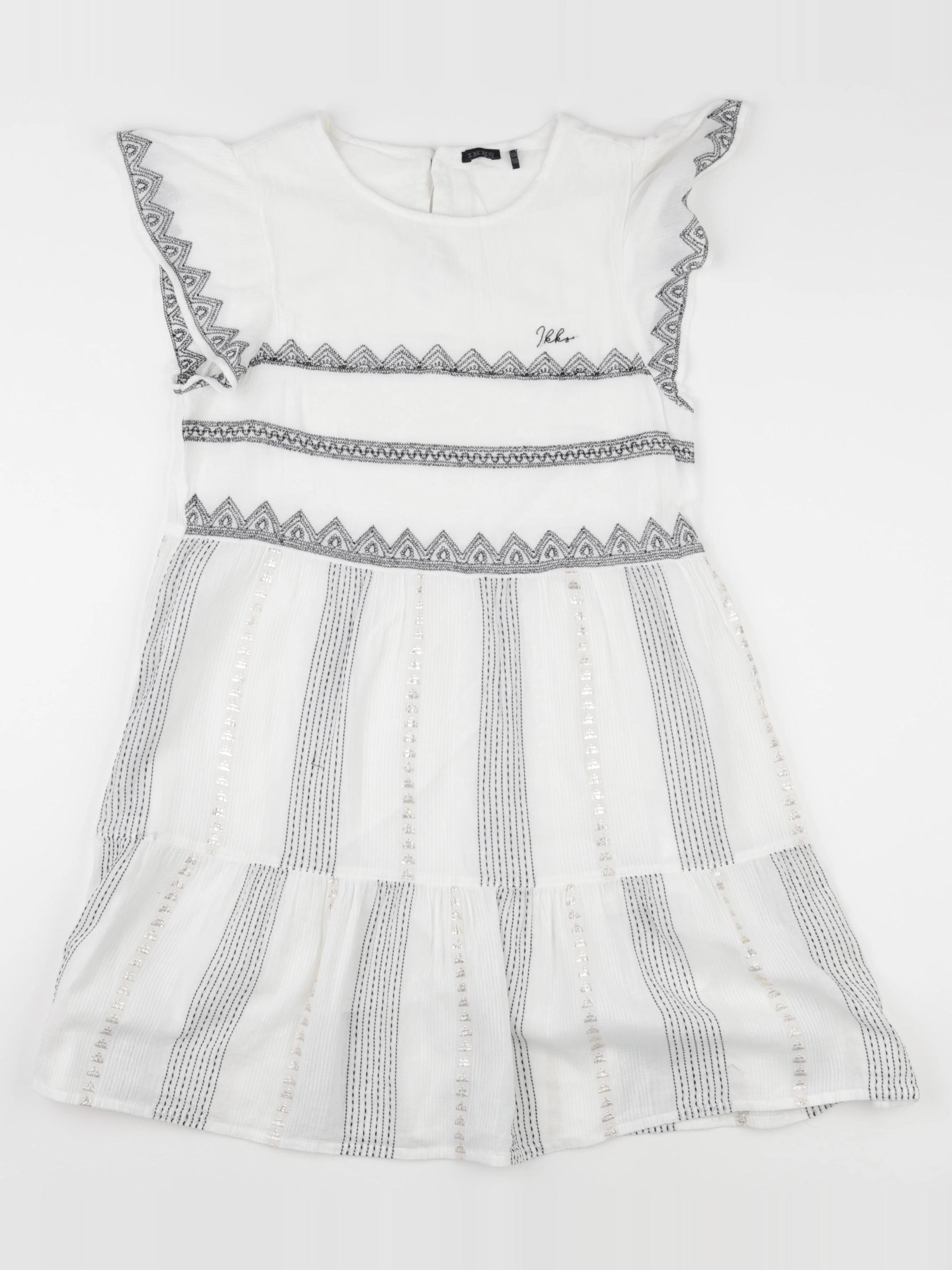IKKS - robe blanc, bleu, argent - 12 ans
